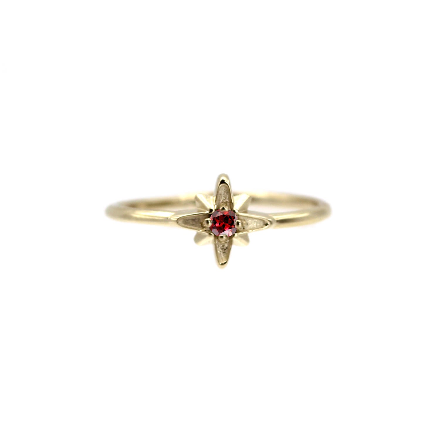 Vicstonenyc Fine Jewelry Women's Rose Gold Natural Garnet With North Star Design Rose Solid Gold Ring  January Birth Stone In Gold