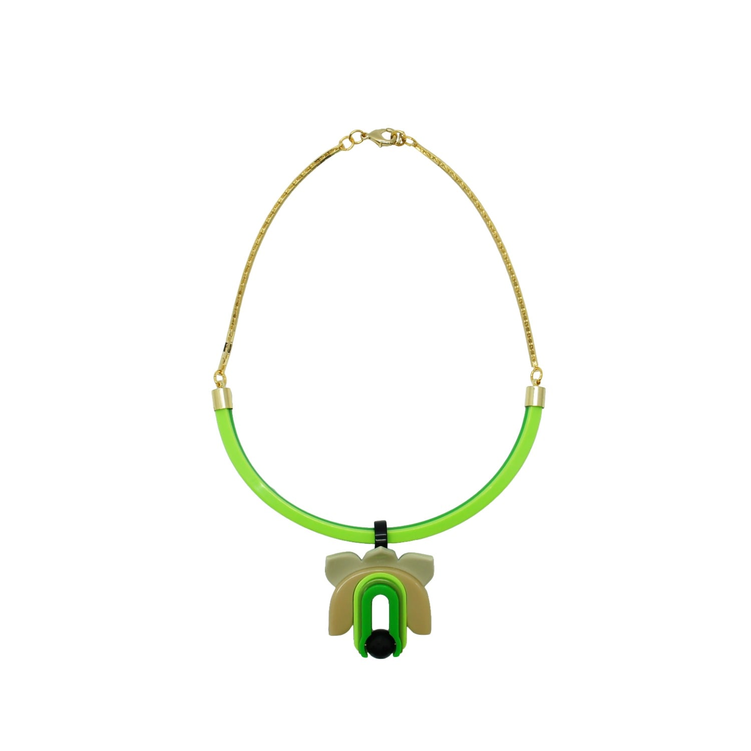 Gissa Bicalho Women's Acrylic Handmade Necklace Lilium Green In Green