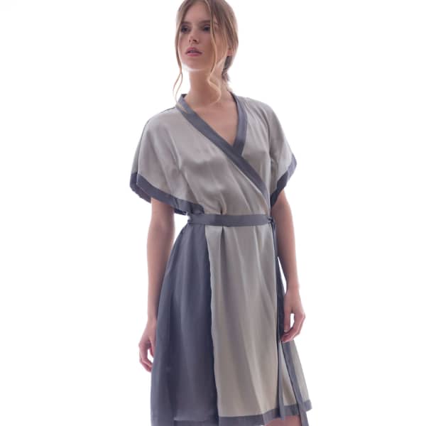 Roses Are Red Morning Quote Kimono In Silk Mint In Silk