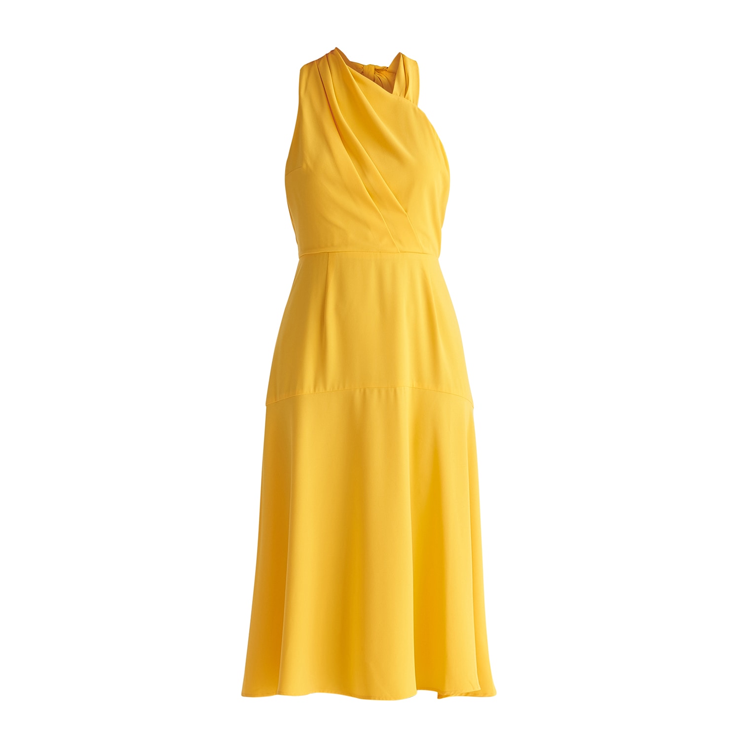 Paisie Women's Yellow / Orange Asymmetric Neck Midi Dress In Yellow In Yellow/orange
