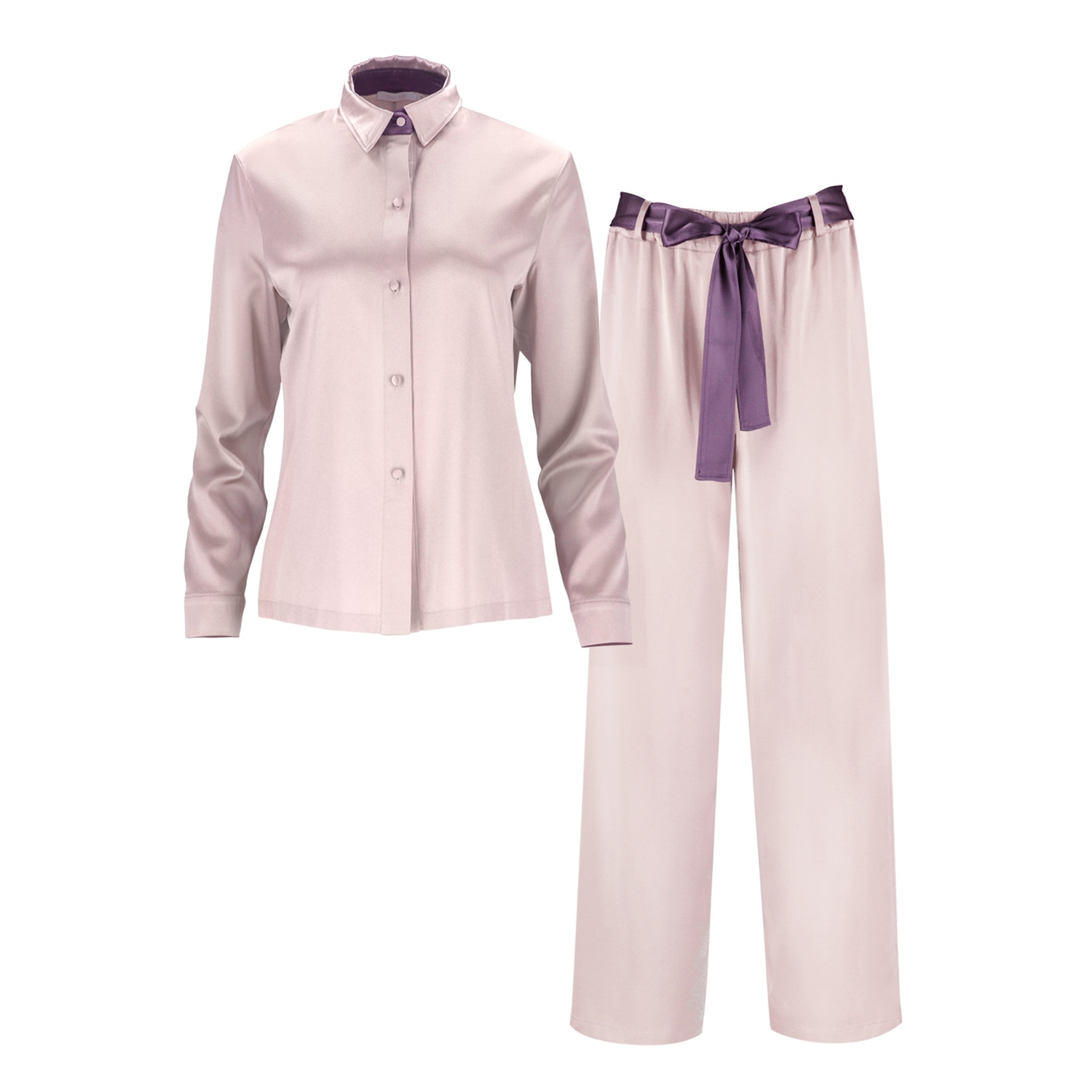 Women’s Rose Gold Silk Pants & Shirt Set Tyche In Champagne Pink Small Alas