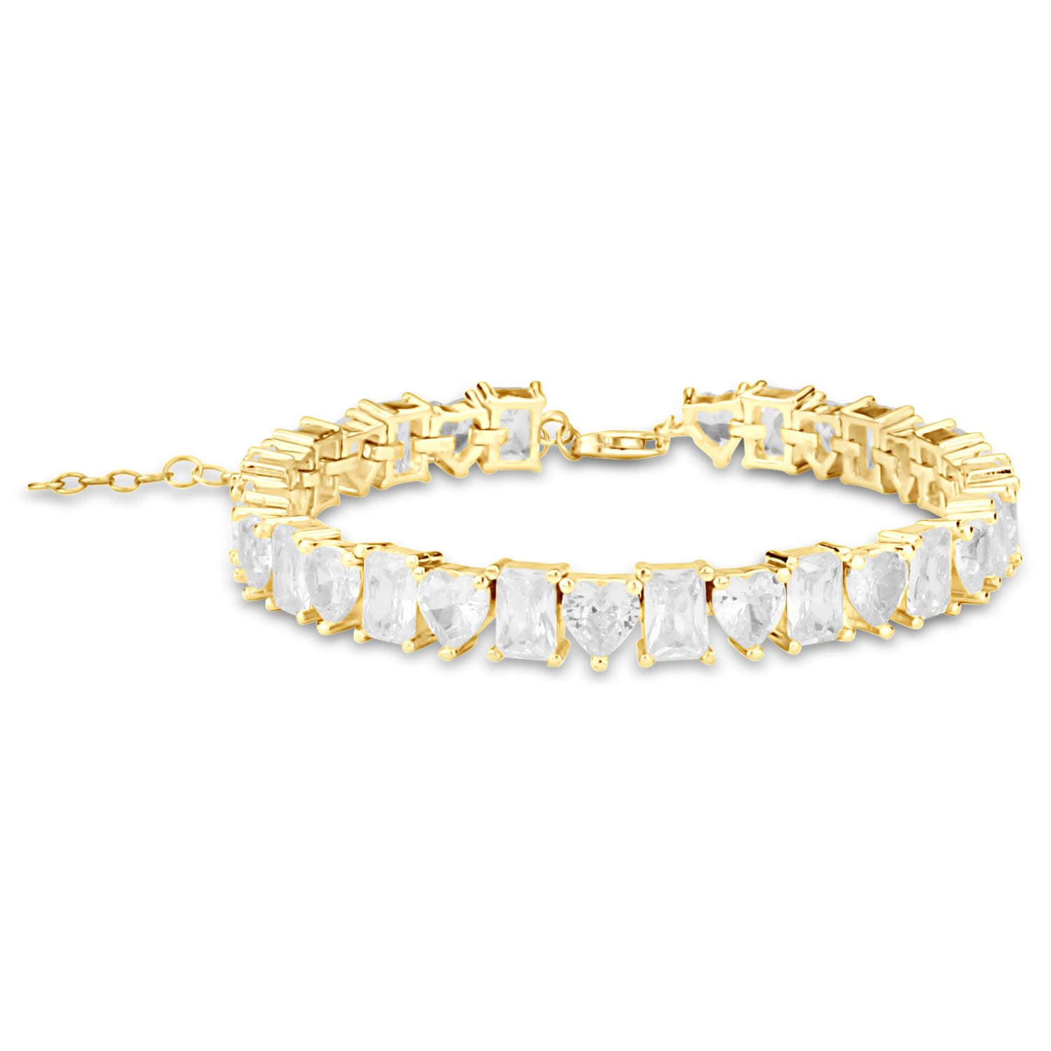 Women’s Heart & Emerald Shape Tennis Bracelet - Gold Shymi