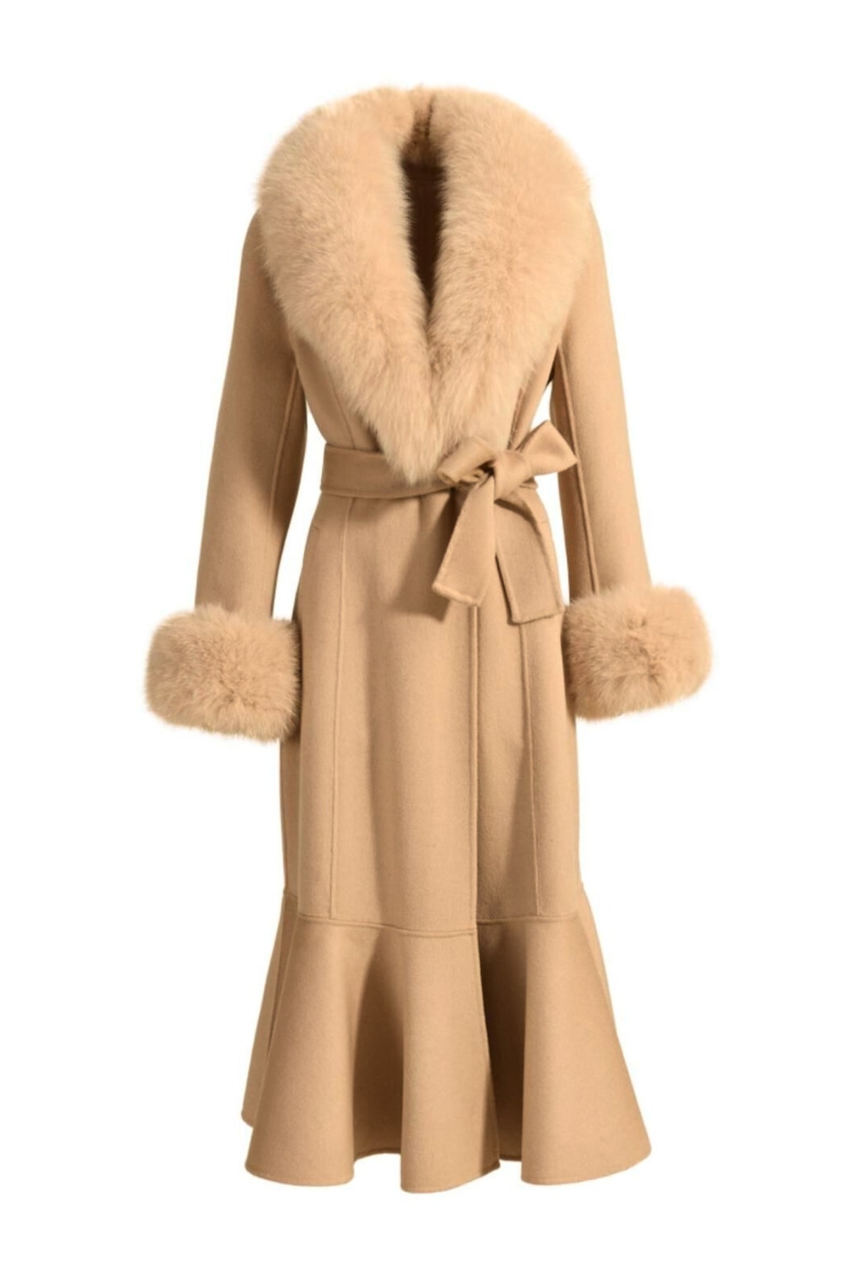 Women’s Neutrals Westminster Cashmere Peplum Coat Tan Extra Large Hortons England