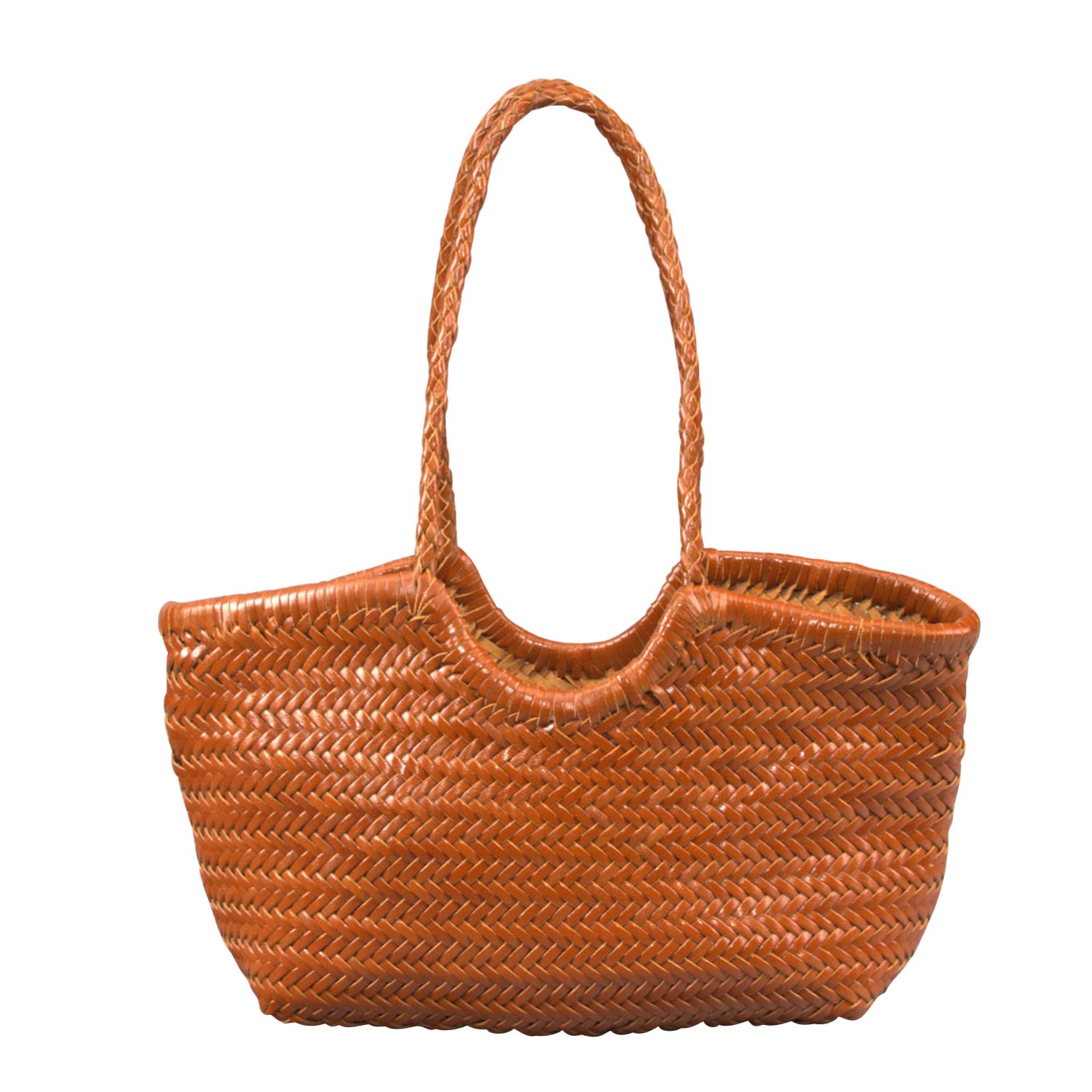 Women’s Woven Leather Beach Bag ’Alessia’ - Brown Rimini