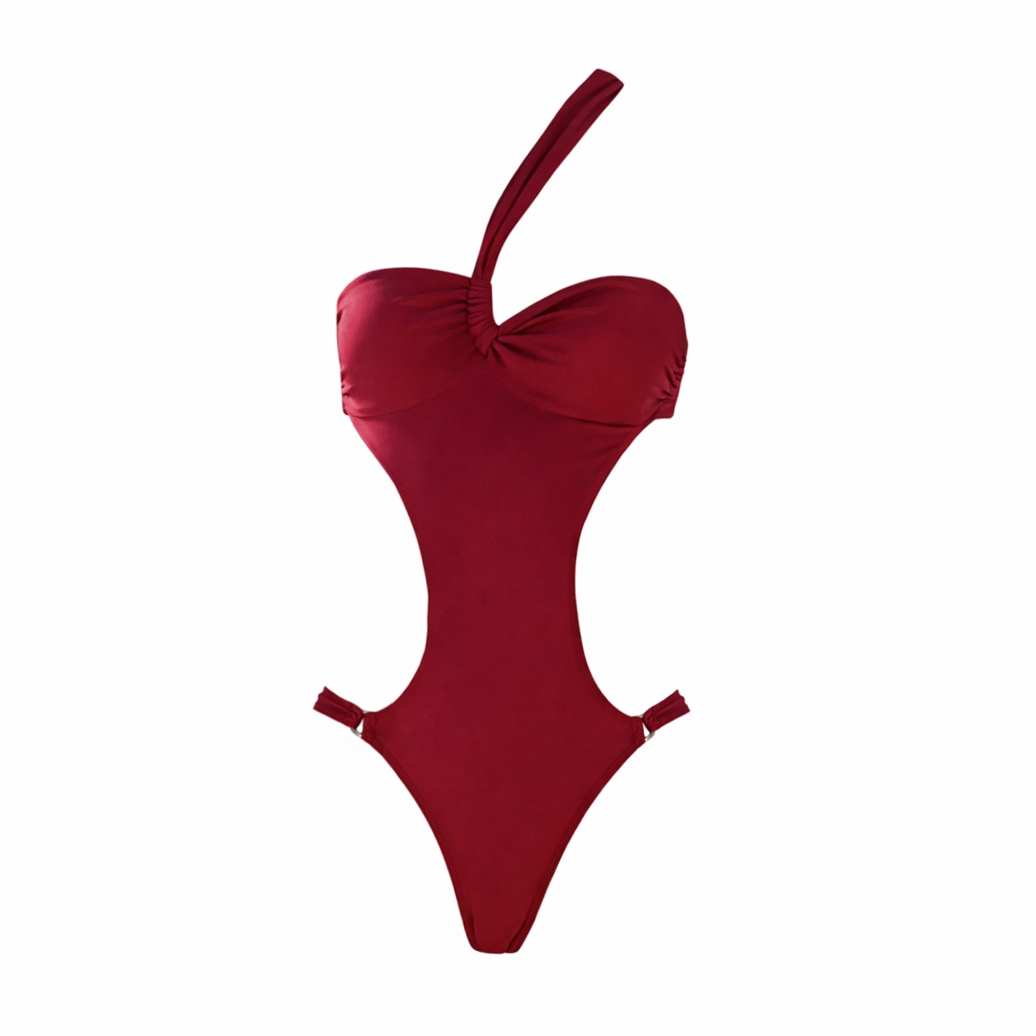 Women's Red The Loop One Shoulder One-Piece | Extra Small | Belletage Swimwear