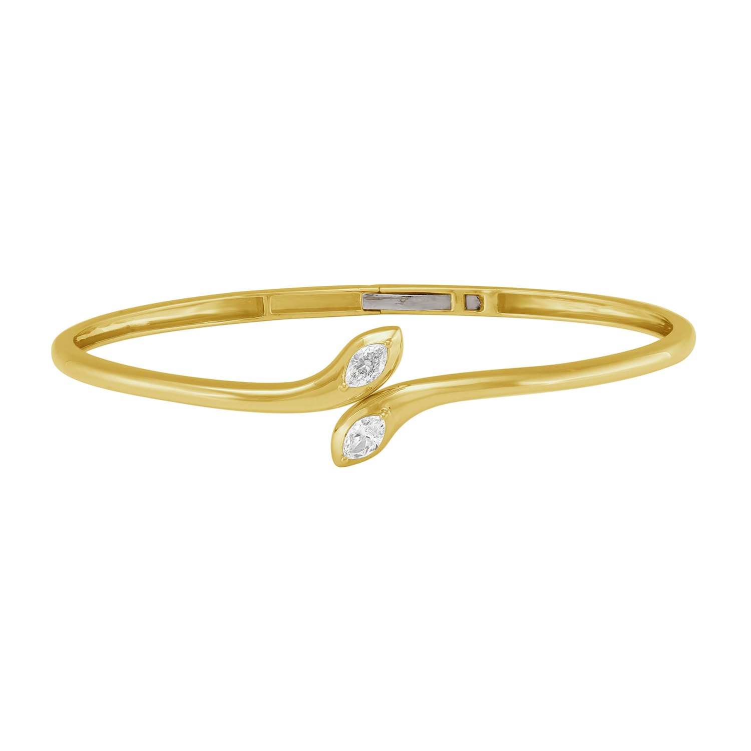 Artisan Women's Gold / White 14k Yellow Gold Two-stone Pear Diamond Bypass Bracelet In Gold