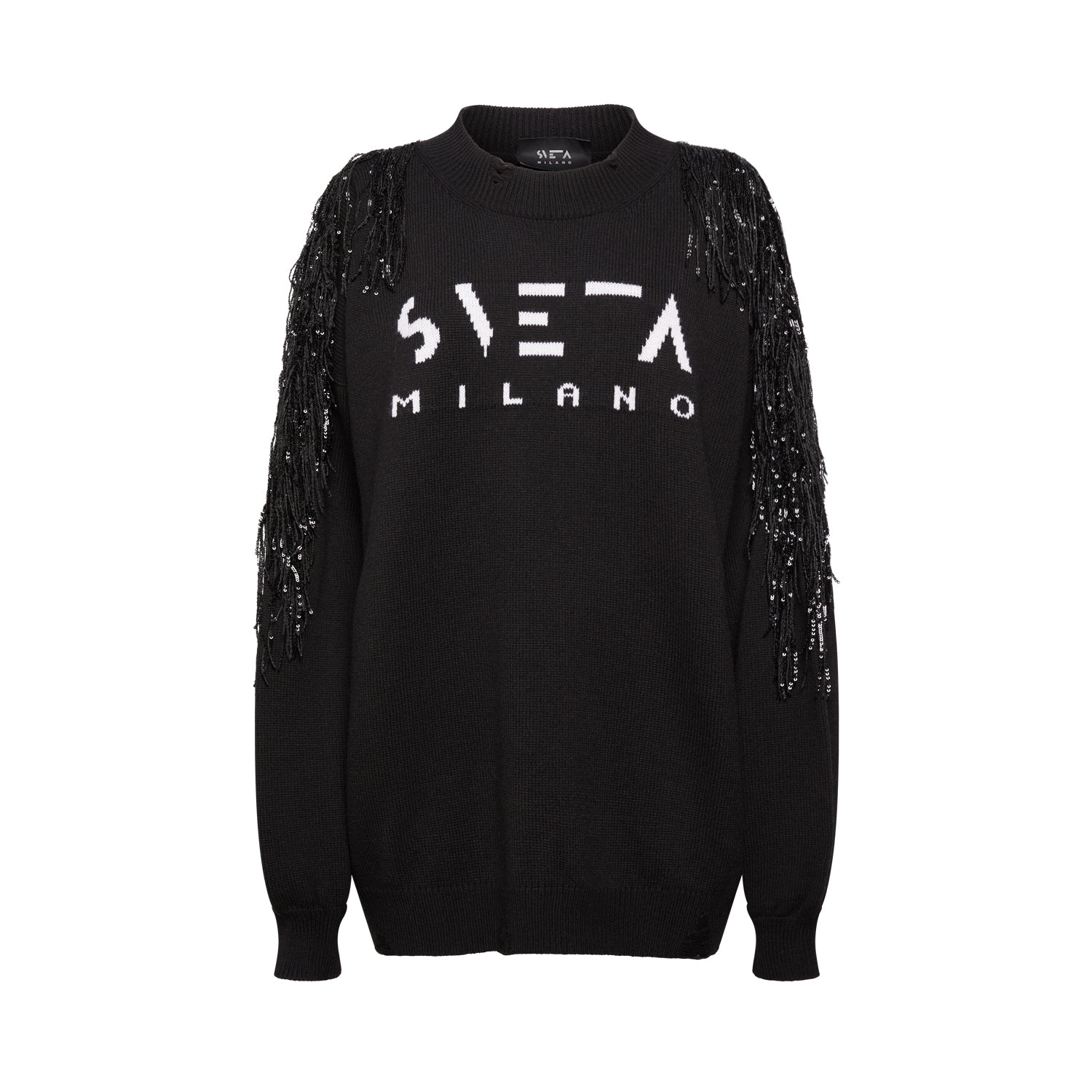 Women’s Black Ermione Long Sweater With Sveta Milano Logo One Size