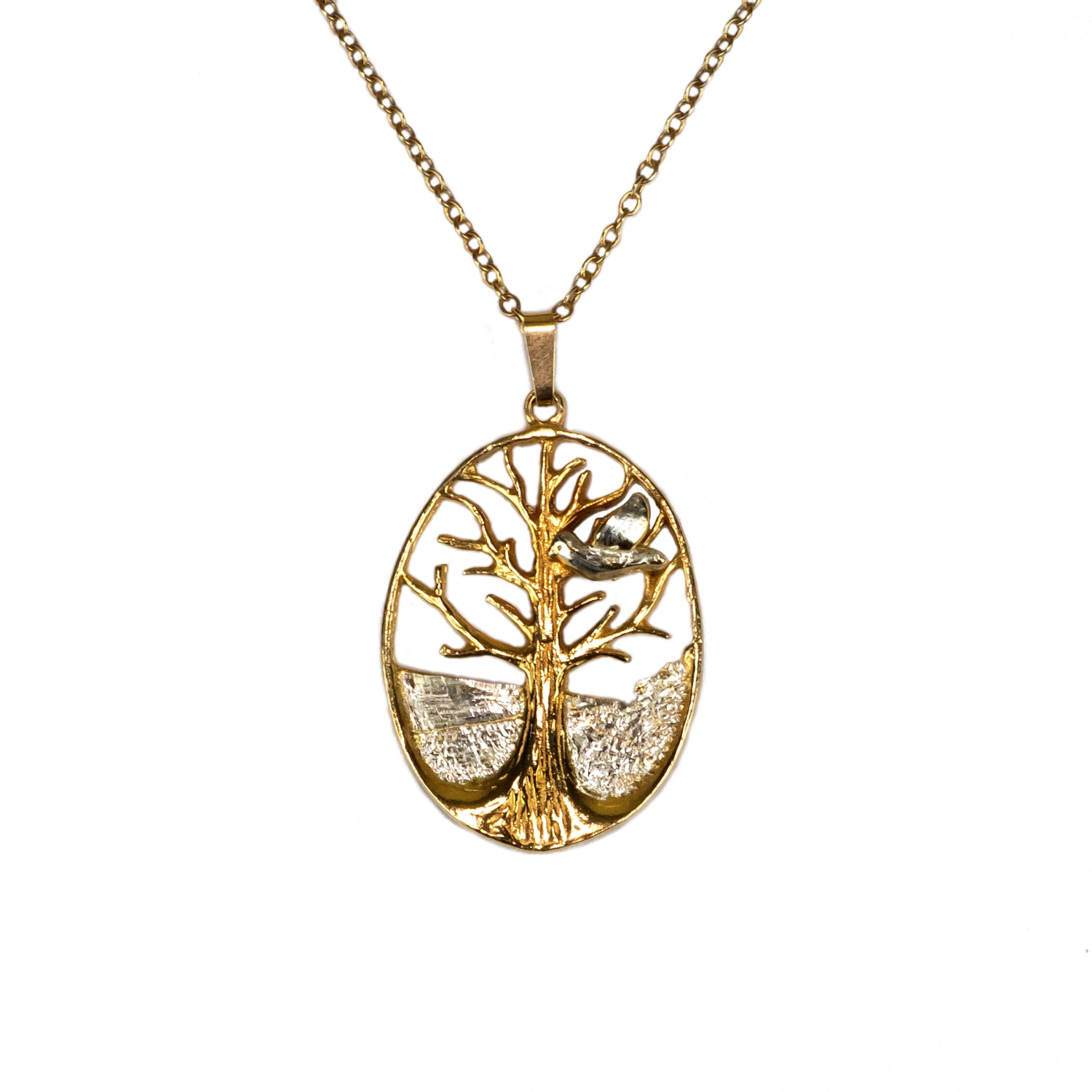 Simon Kemp Jewellers Women's Tree Of Life Pendant In Eighteen Carat Gold On Solid Sterling Silver