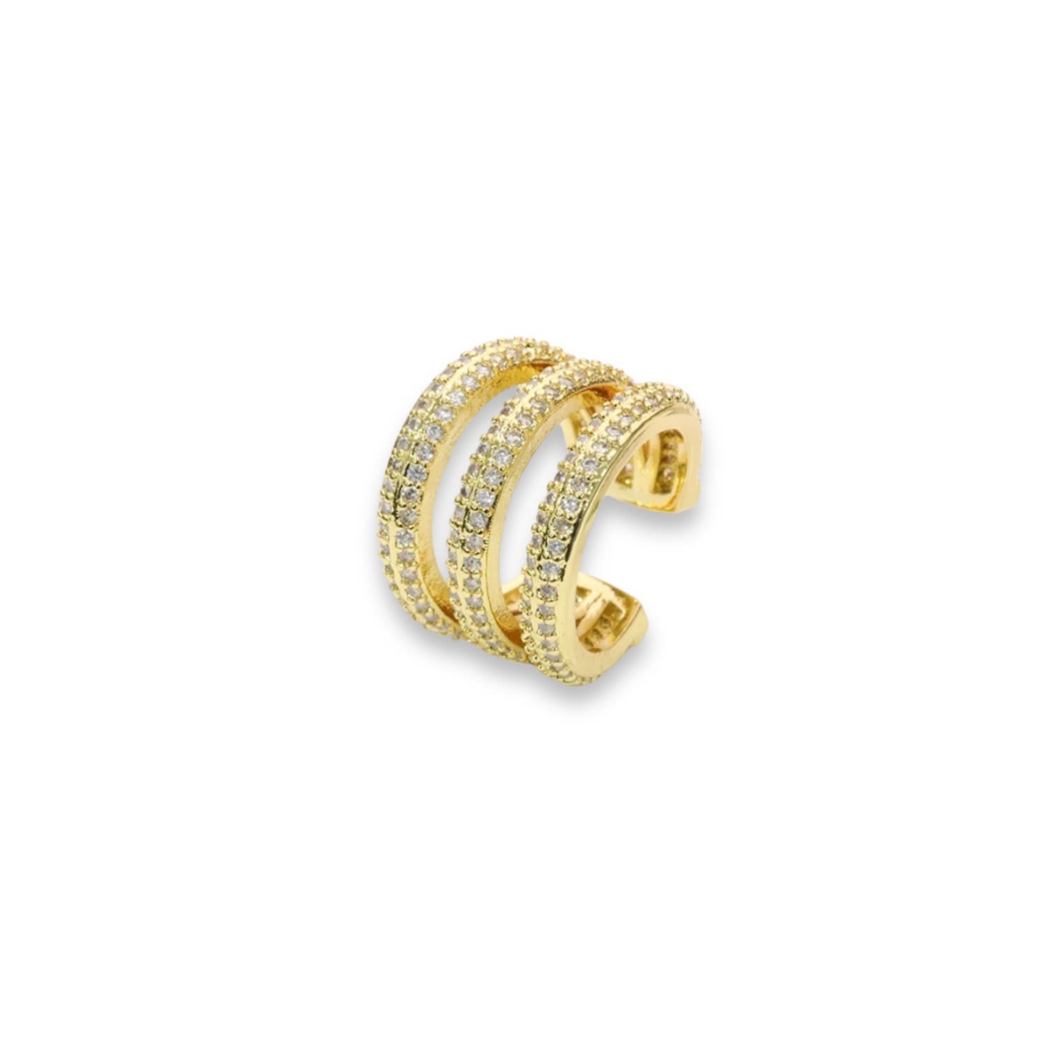 Women’s Triple Pave Ear Cuff In Yellow Gold Jagged Halo Jewelry