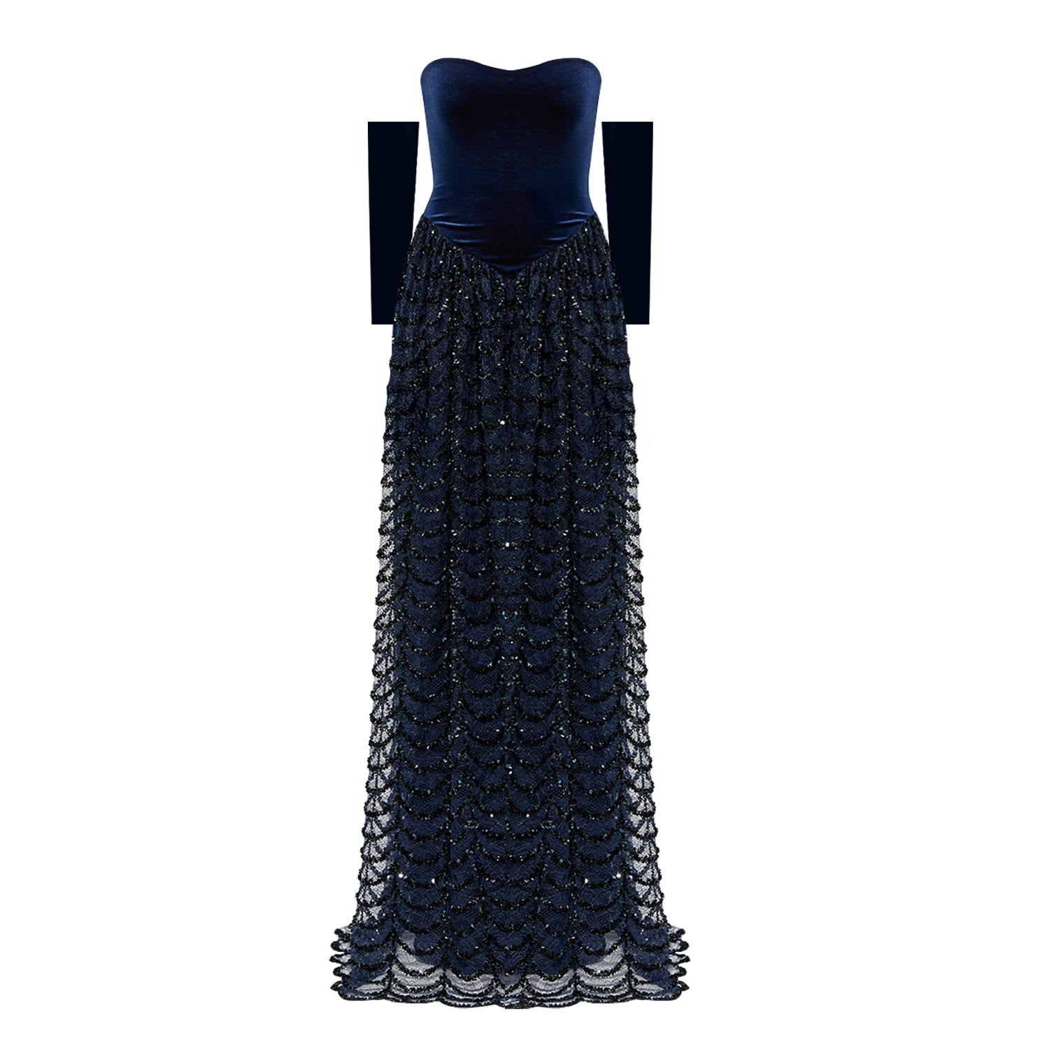 Nur Karaata Women's Blue Throne Of Velvet Gown In Blue