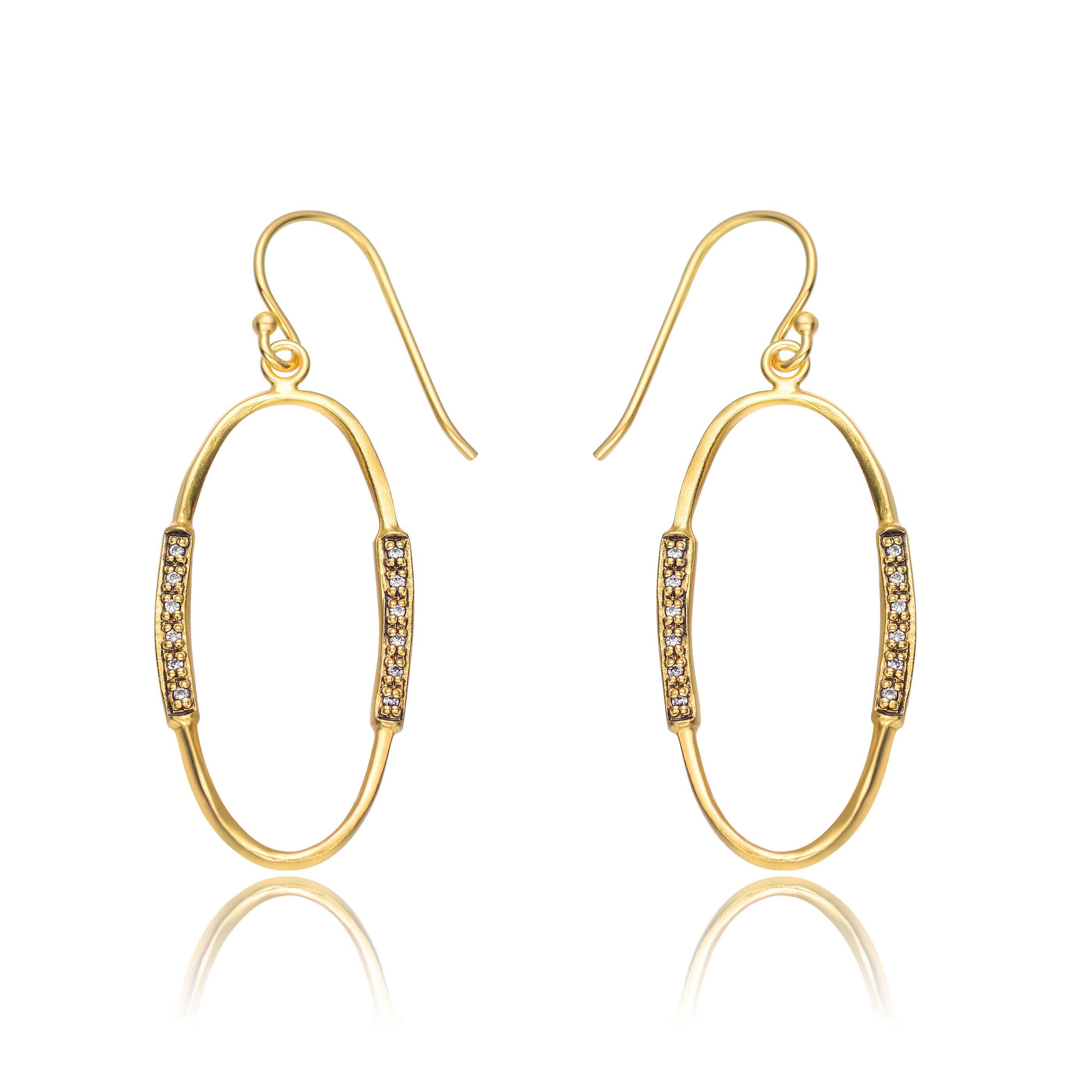 Genevive Jewelry Women's Gold / White Gold Overlay Cubic Zirconia Accent Hoop Earrings In Multi