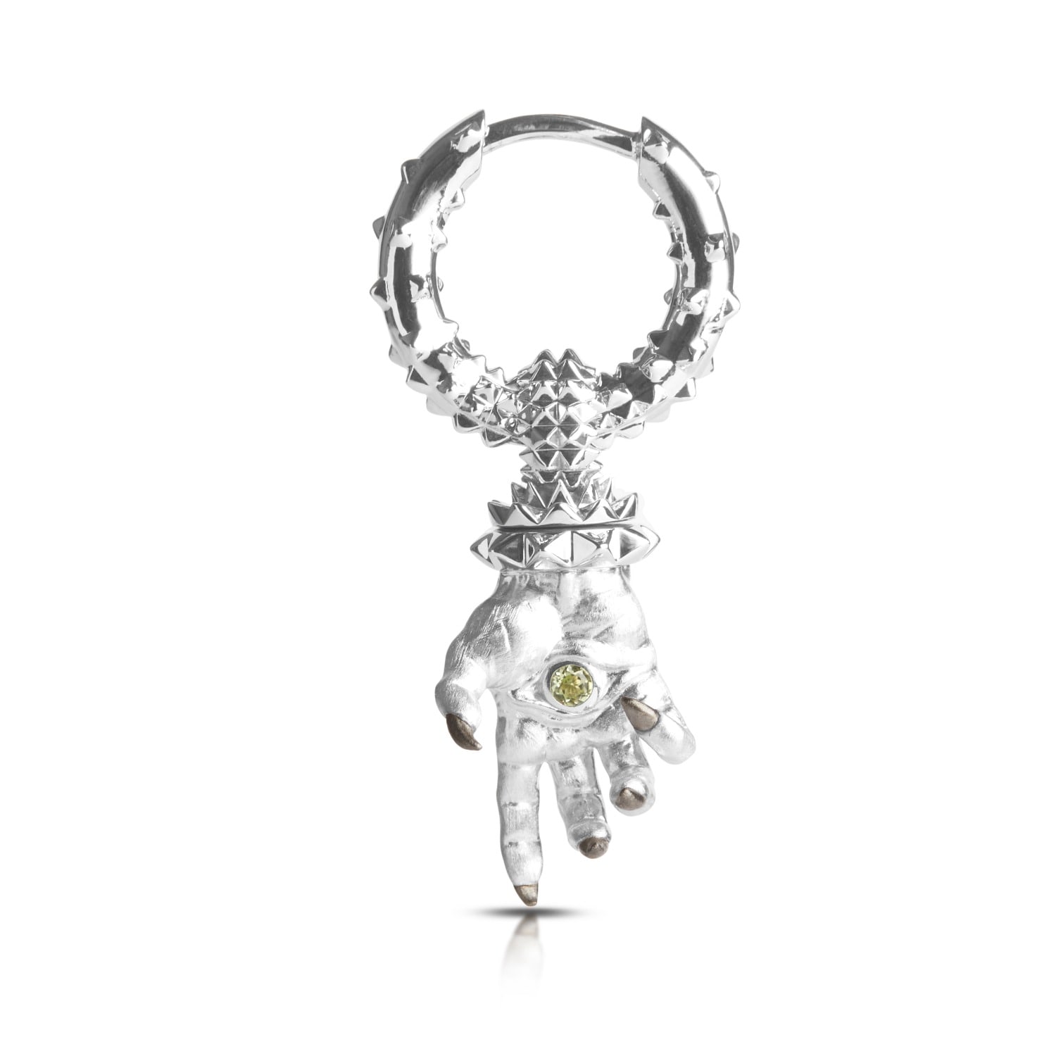 Kasun Men's Hand Of The Protector Earrings - August - Peridot - Silver