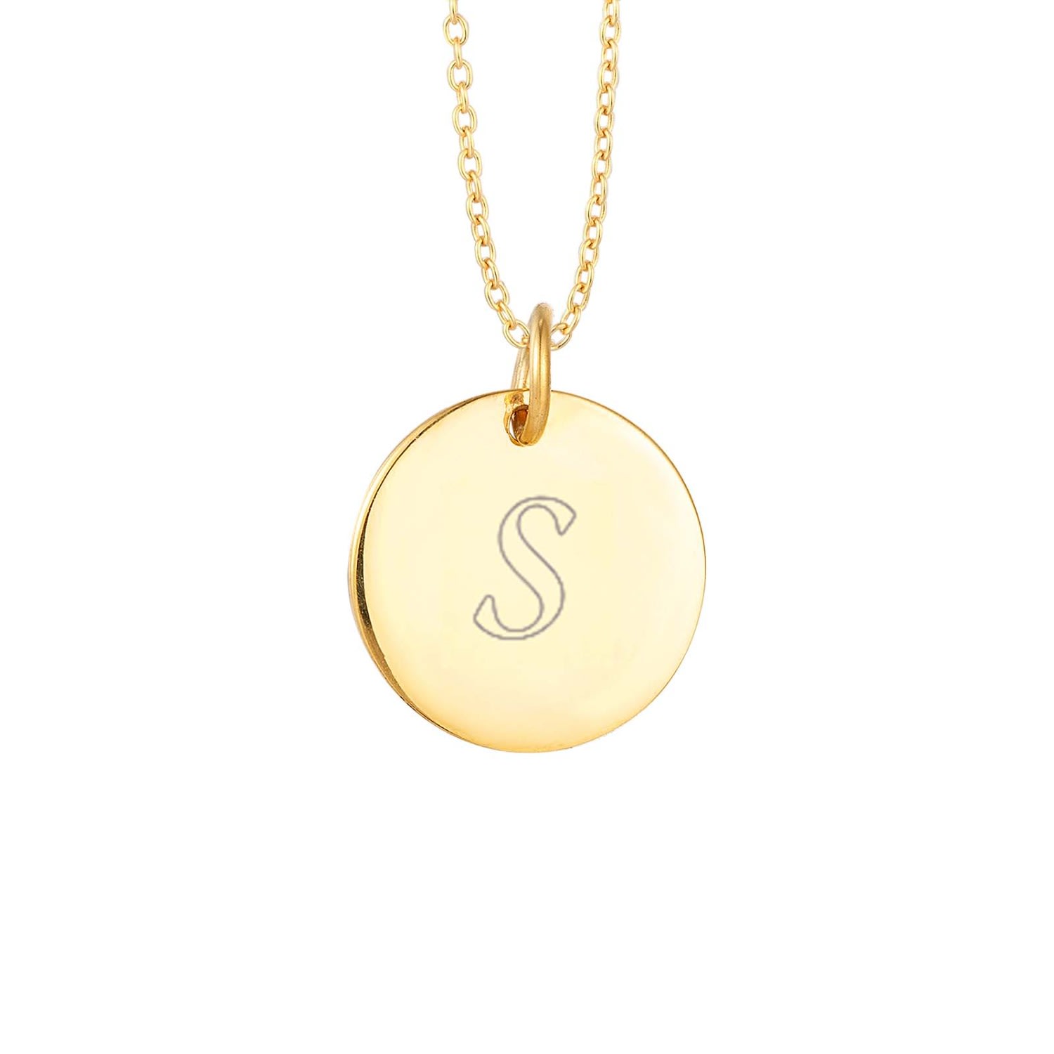 Women’s 22Ct Gold Vermeil Engravable Circle Disc Necklace - Script Font Seol + Gold