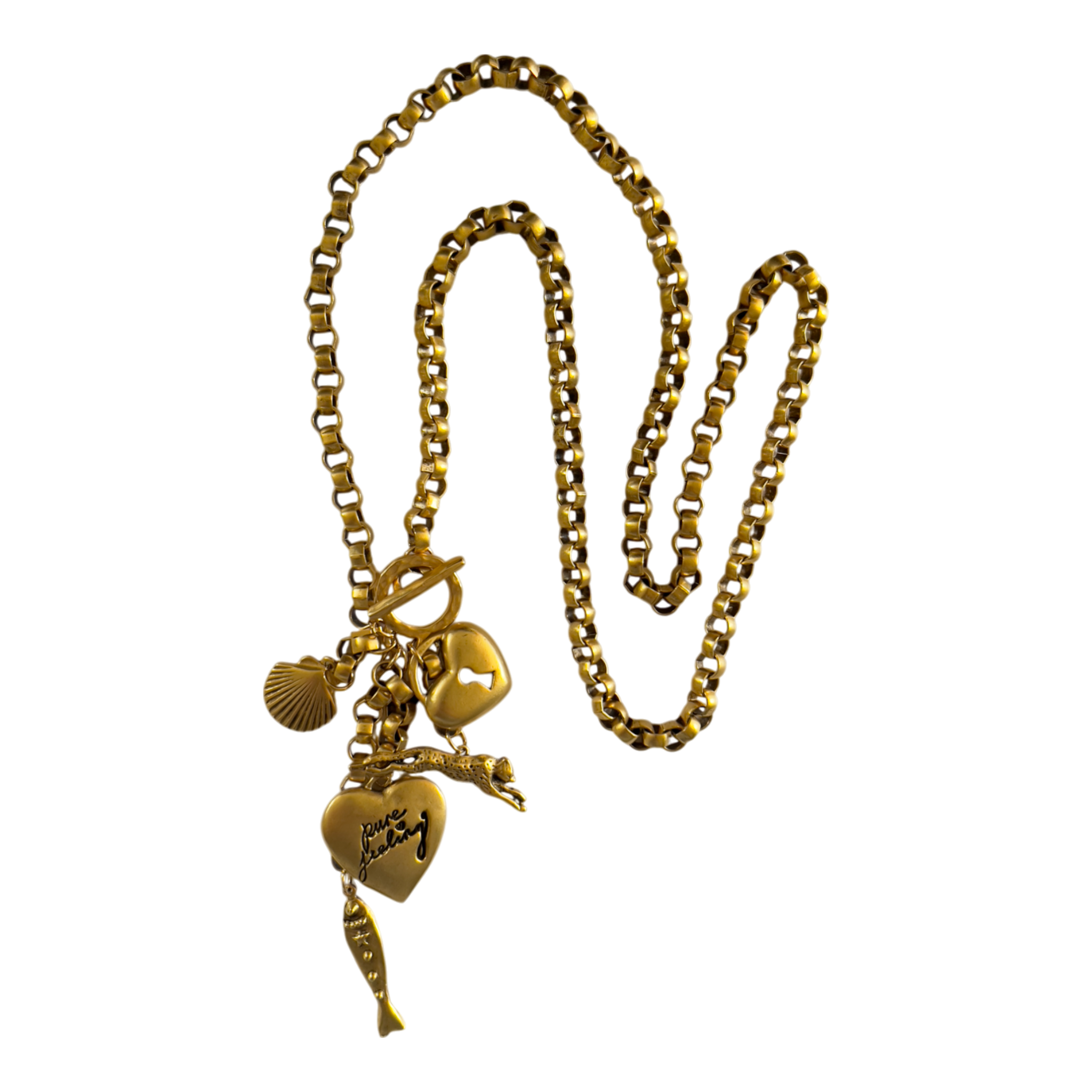 Sccollection Women's Gold August Layered Charm Necklace