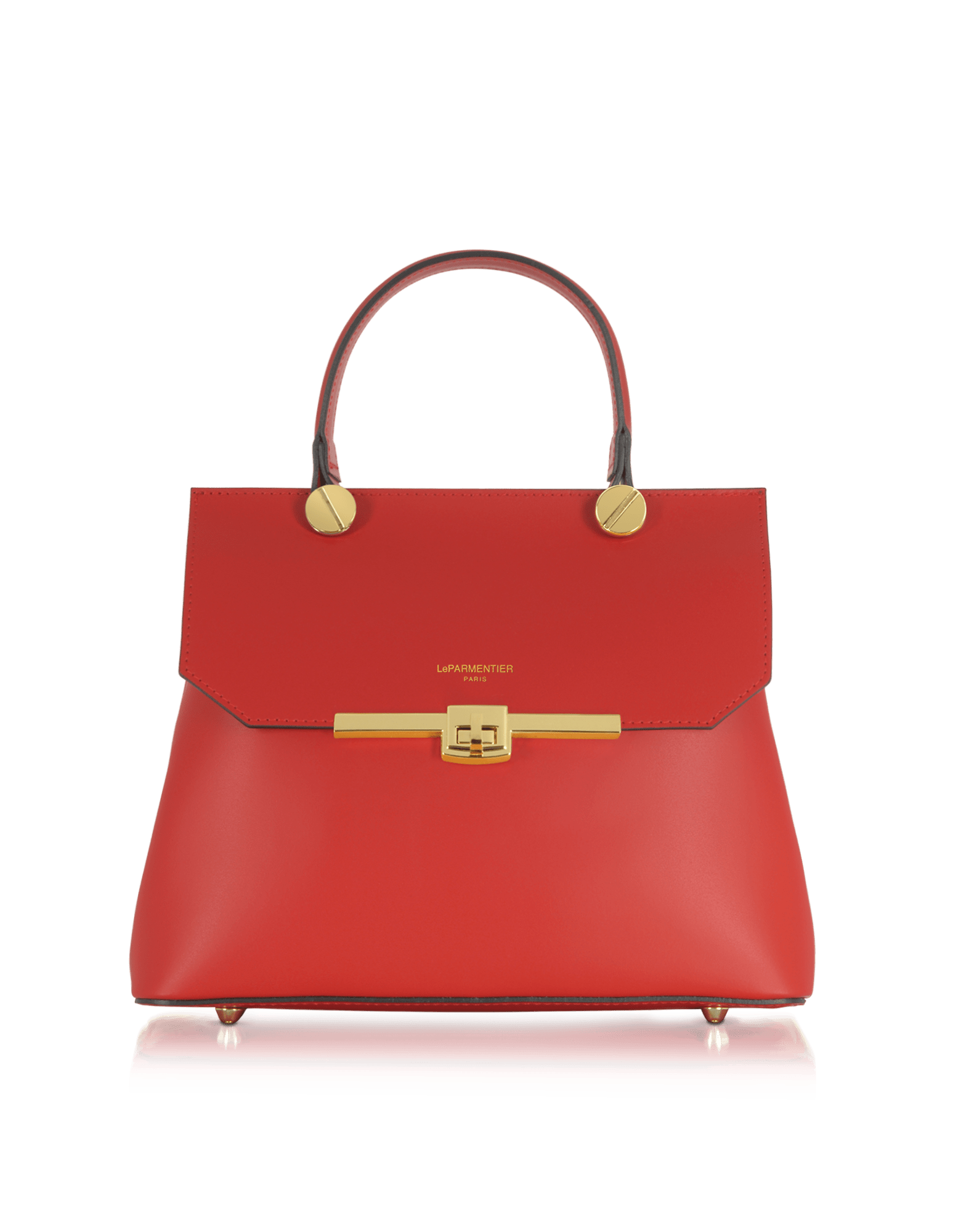 Le Parmentier Women's Atlanta Top Handle Satchel Bag W/shoulder Strap - Red In Red