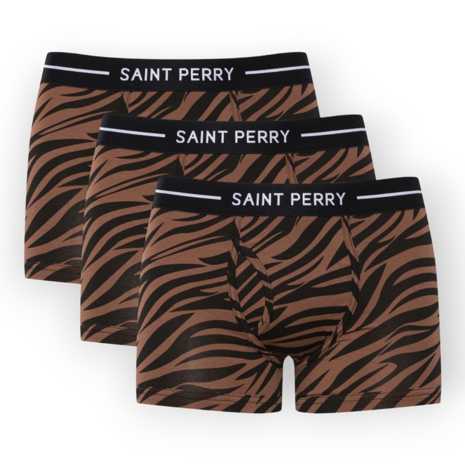 Men’s Zebra Boxer Brief Three Packs- Brown Extra Large Saint Perry