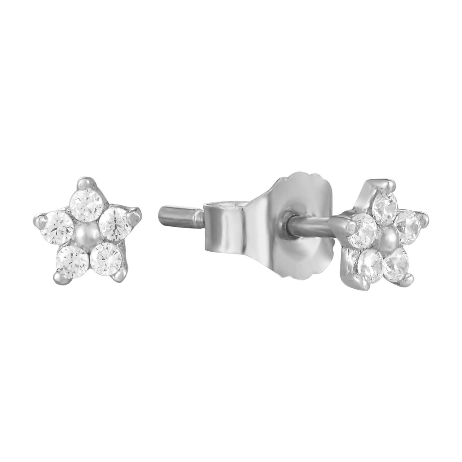 Women’s Ecoated Sterling Silver Tiny Cz Flower Studs Seol + Gold