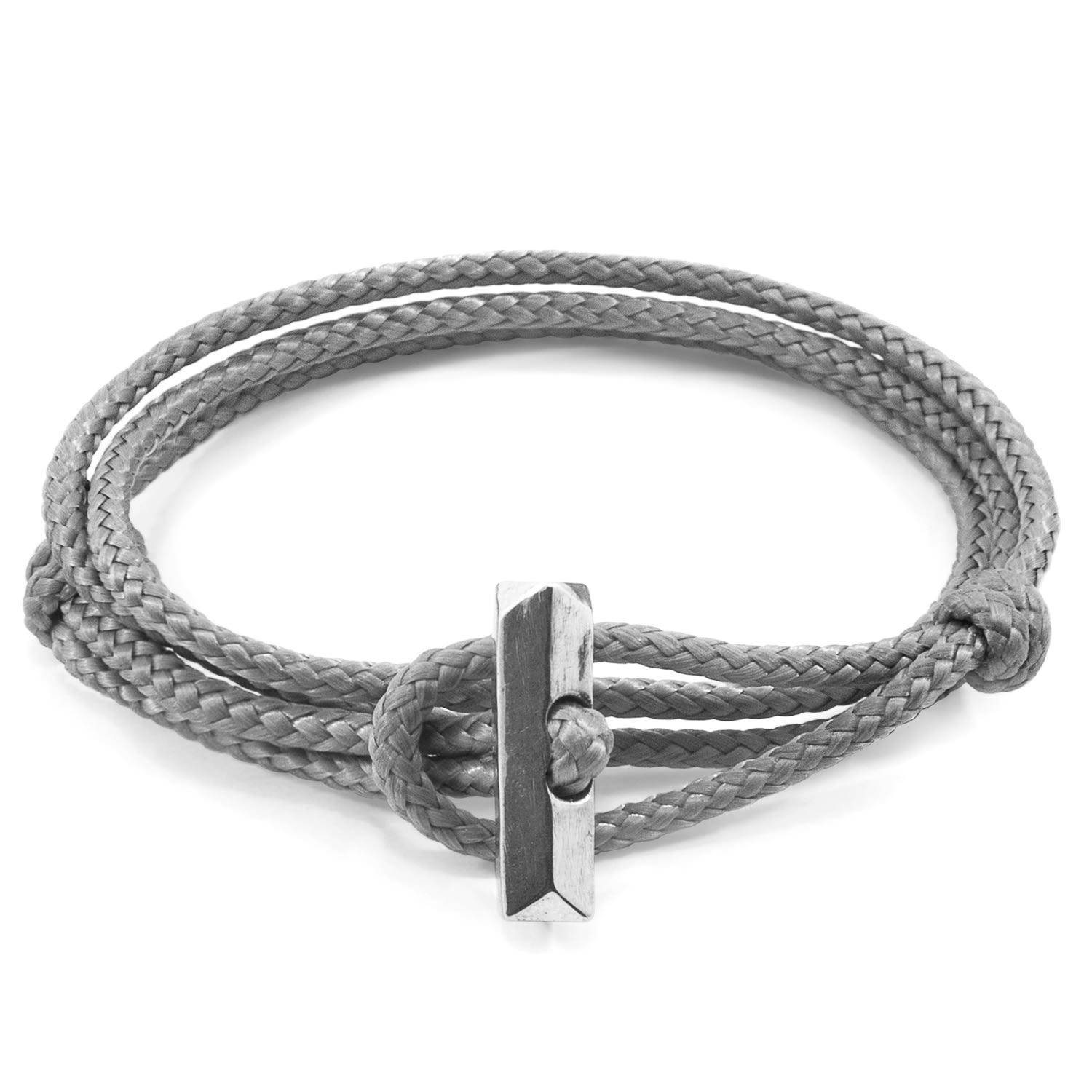 Anchor & Crew Men's Classic Grey Oxford Silver & Rope Bracelet In Metallic