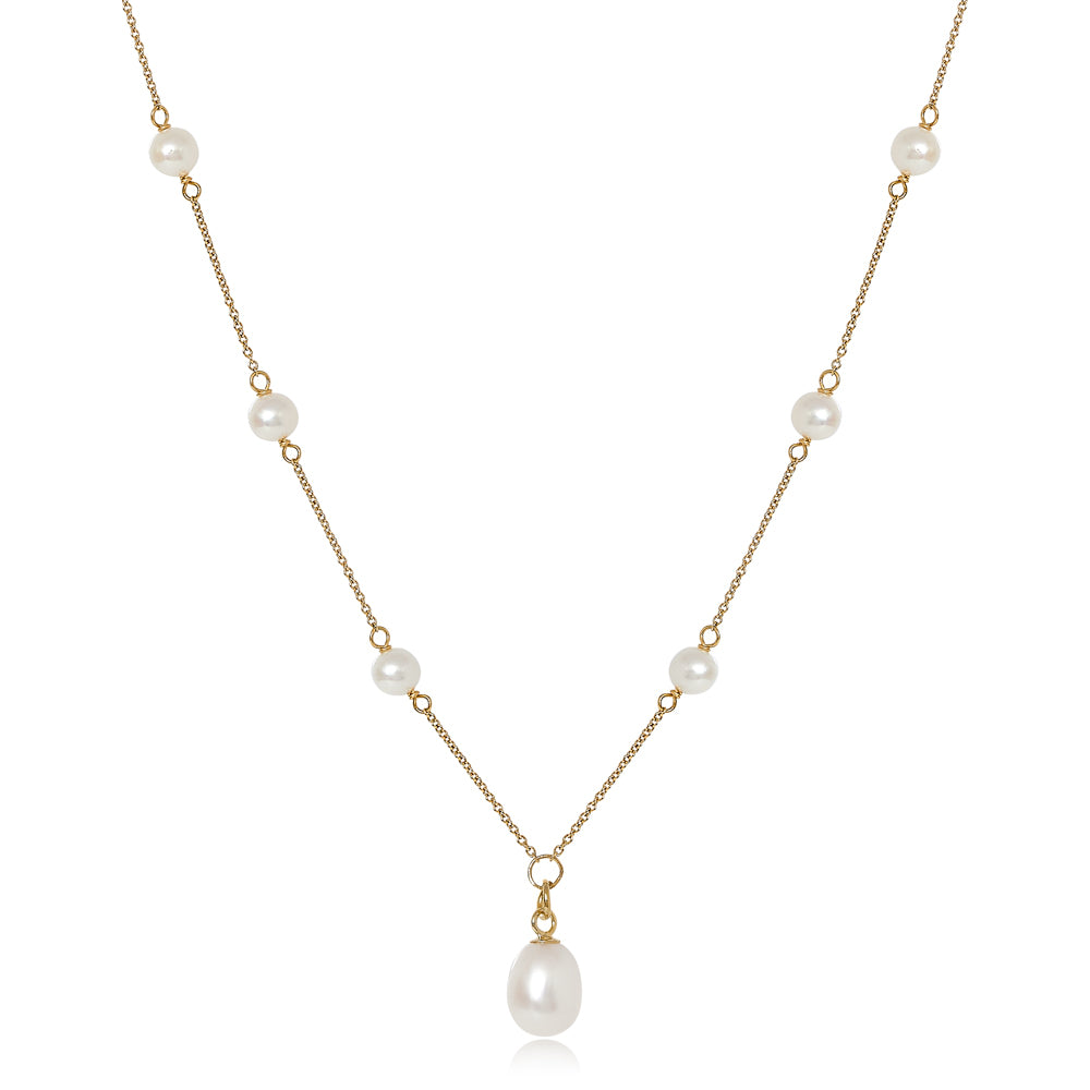 Women’s Gold / White Nova Fine Chain Necklace With Cultured Freshwater Pearls & Pendant Drop Pearls of the Orient Online