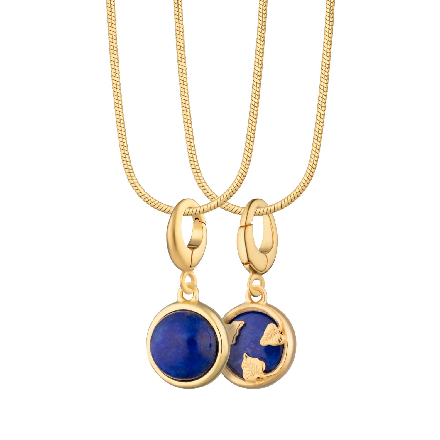 Lily Charmed Women's Gold Plated Blue Lapis Healing Stone Necklace With Round Snake Chain - Wisdom Charm Necklace