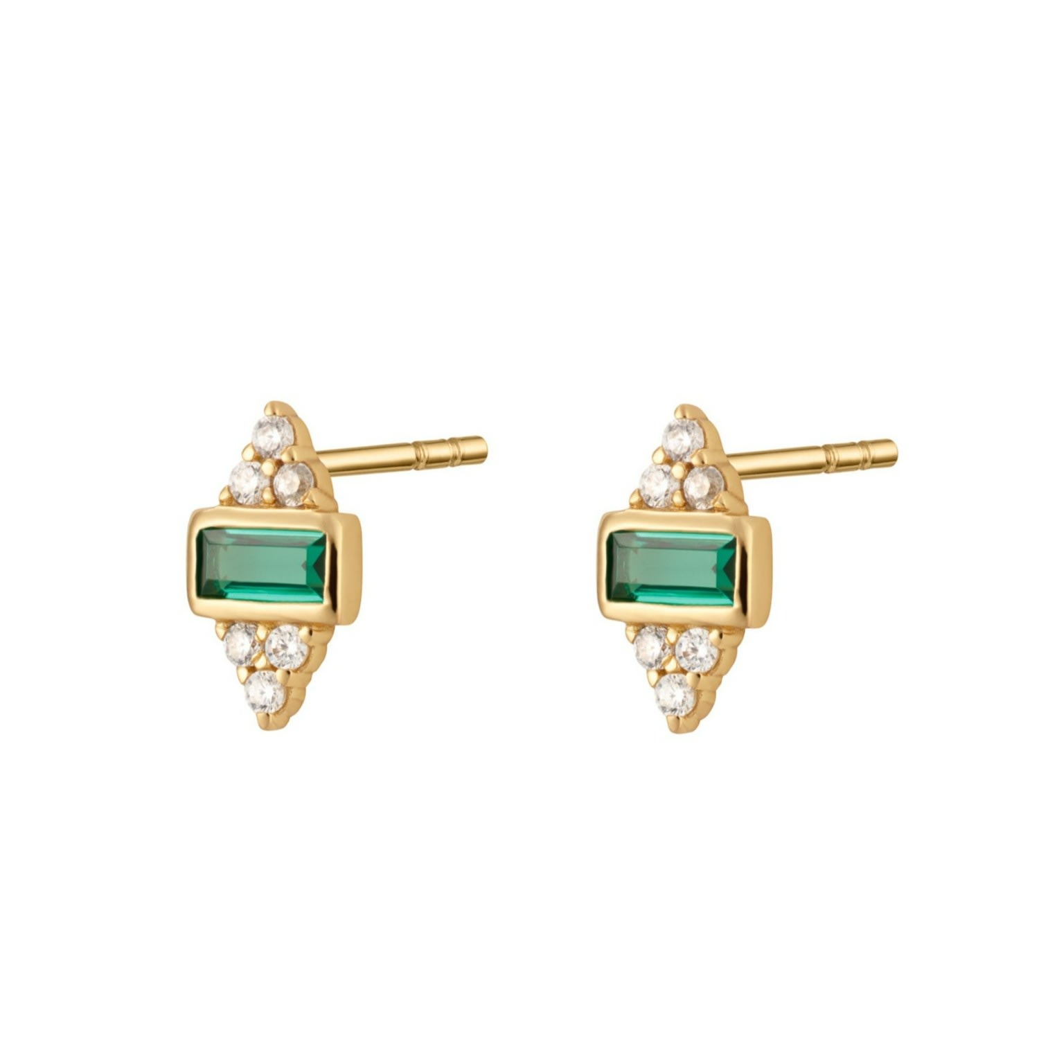 Women’s Gold / Green Gold Audrey Stud Earrings With Green Stones Scream Pretty