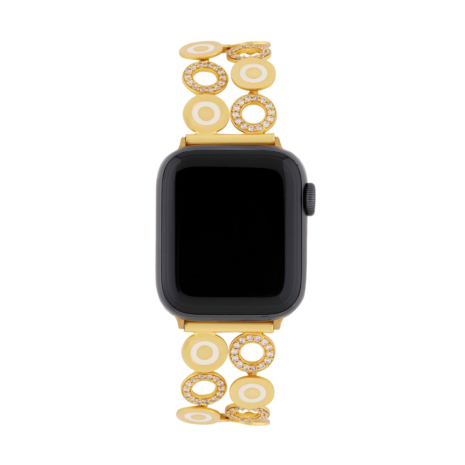 Maujh Women's Gold / White Apple Watch Band Diamante Mandala - Ivory Sparkle In Gold/white