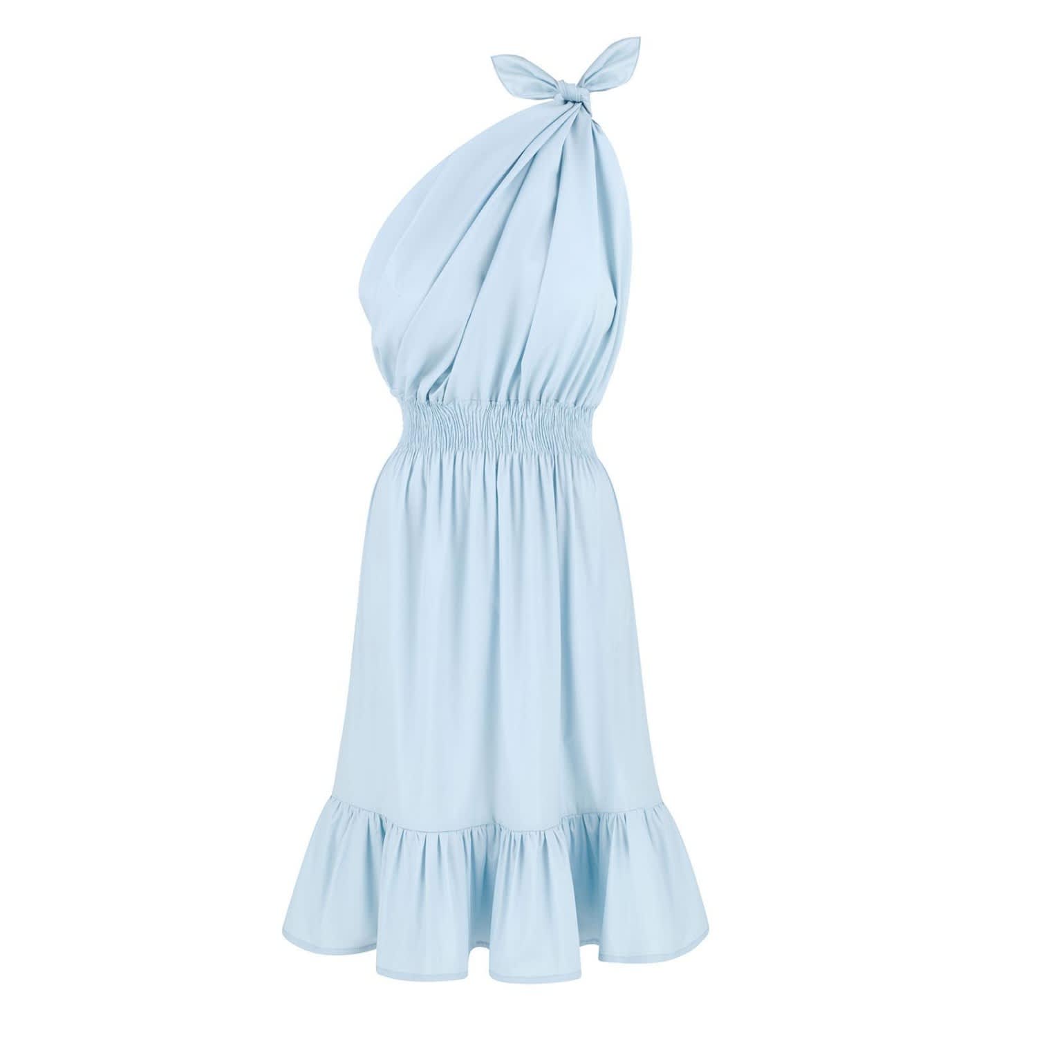 baby blue and black dress