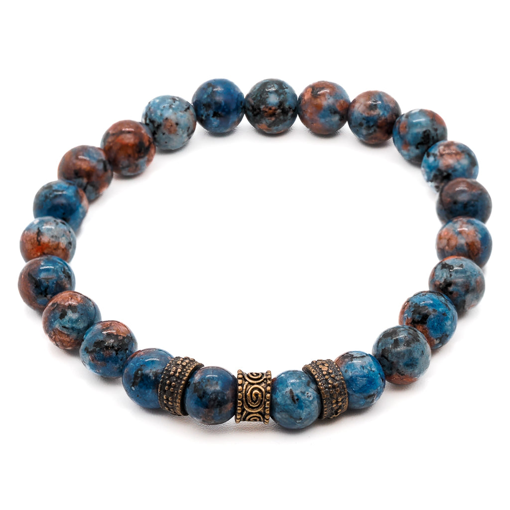 Men’s Gold / Blue / Brown Sodalite Energy Bracelet Ebru Jewelry