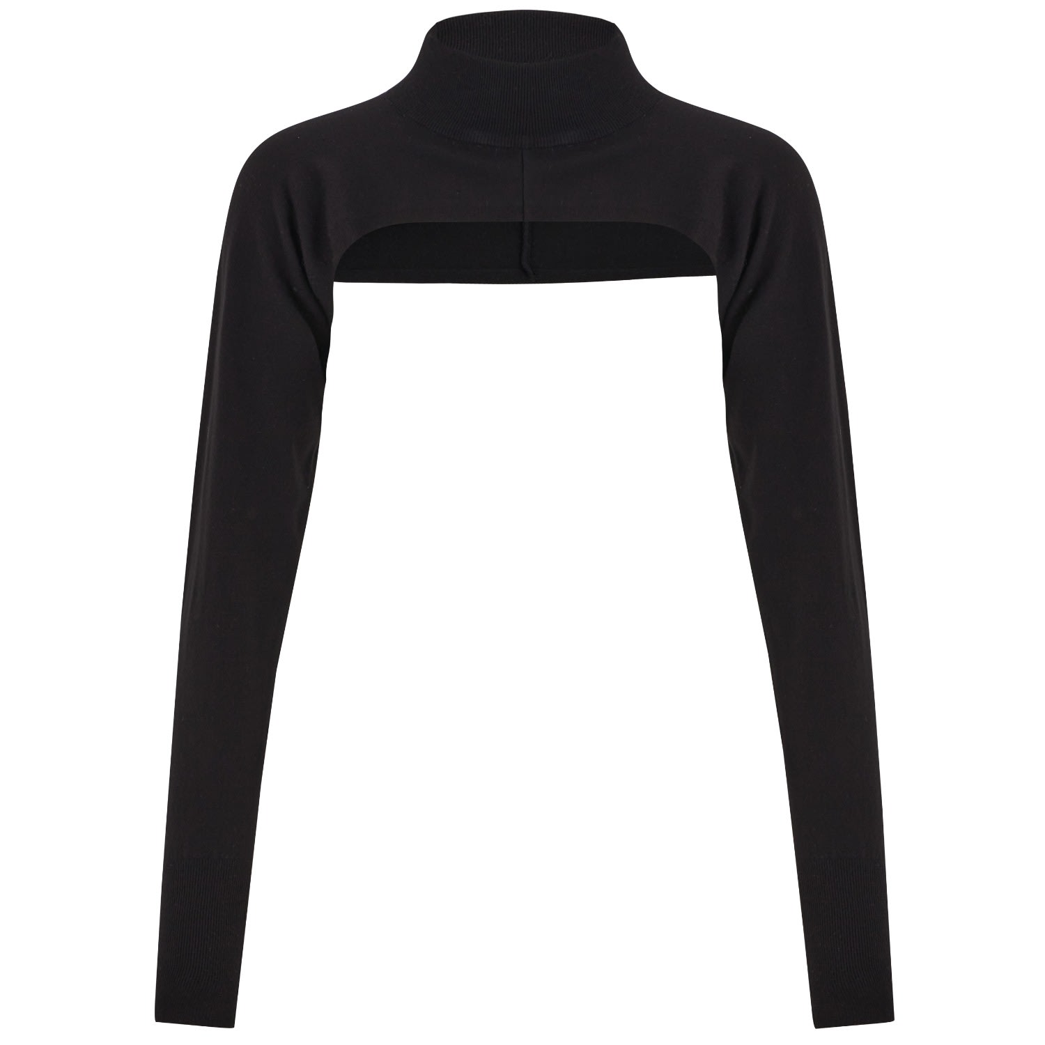 Women’s Mock Neck Long Sleeve Knitwear Super Crop Top - Black Extra Large Peraluna