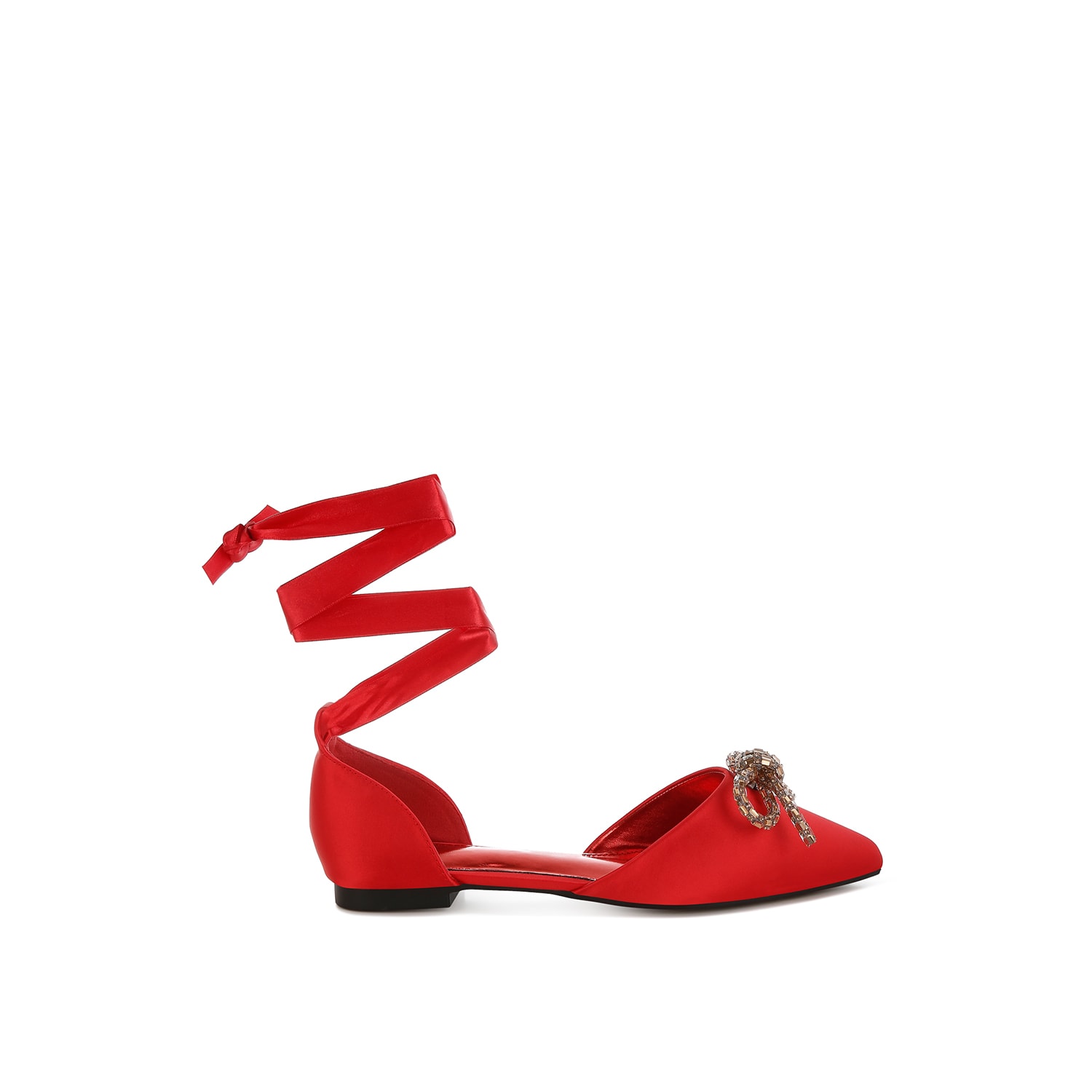 Rag & Co Women's Simina Rhinestone Detail Bow Flat Sandals In Red By  In Red