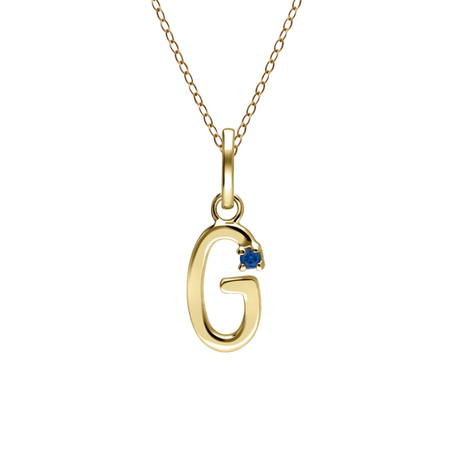Women’s Gold / Blue Initial G Sapphire Necklace In Yellow Gold Gemondo
