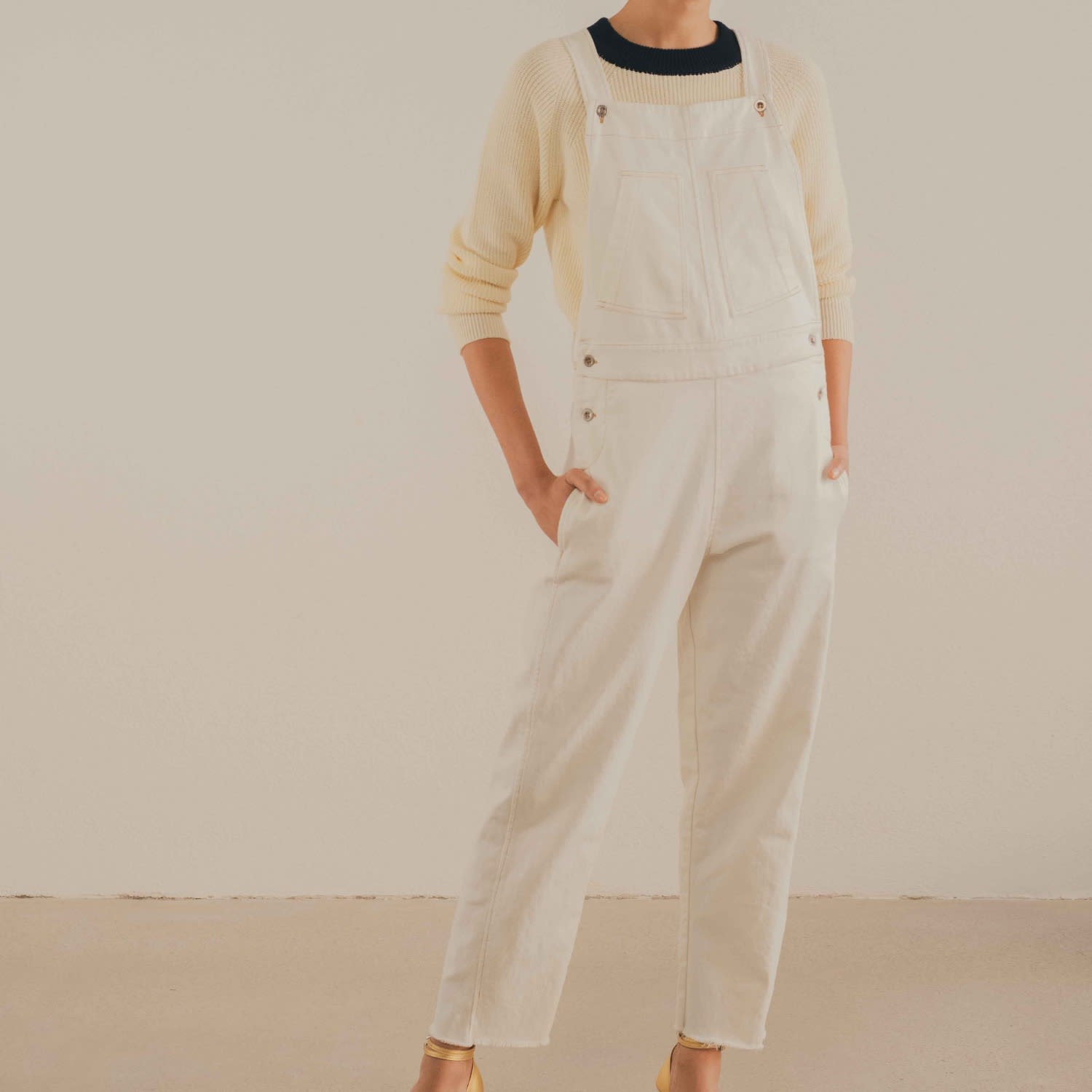 off white denim jumpsuit