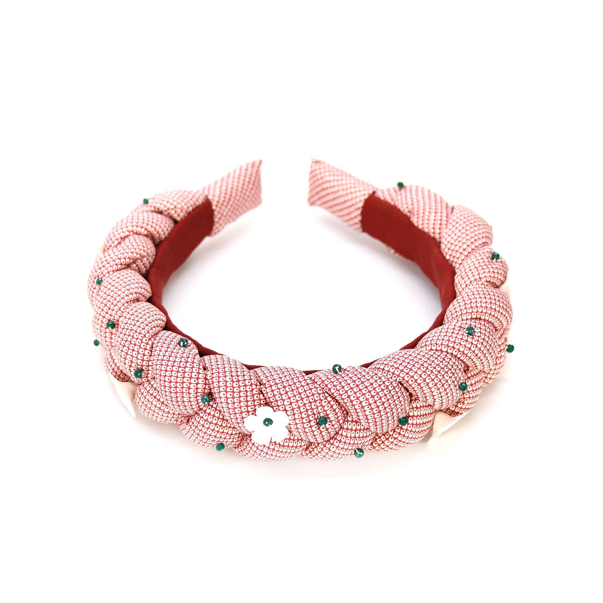Women's White / Red Gloxinia Handmade Headband | Adiba