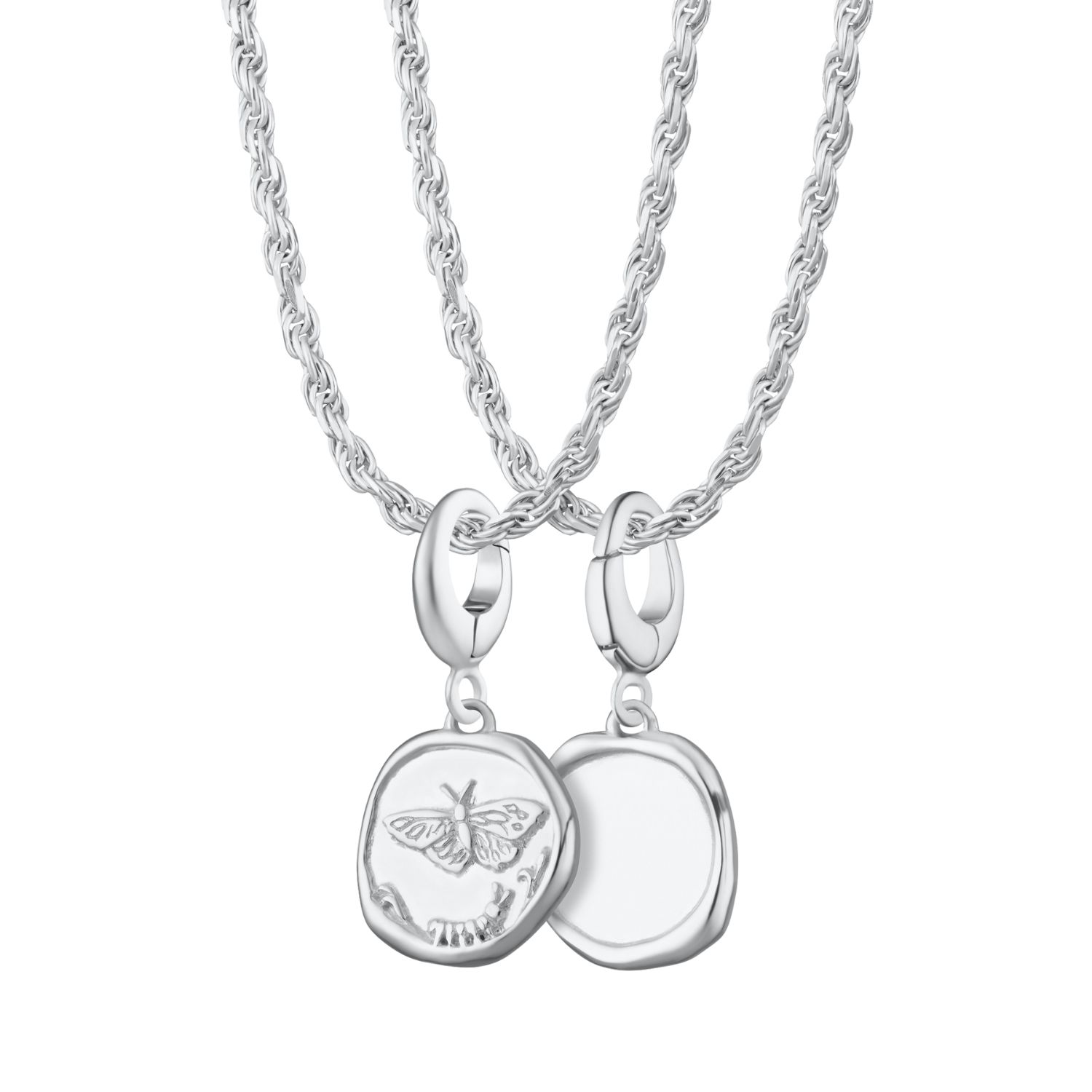 Lily Charmed Women's Sterling Silver Manifest Change Charm Necklace With Twisted Rope Chain
