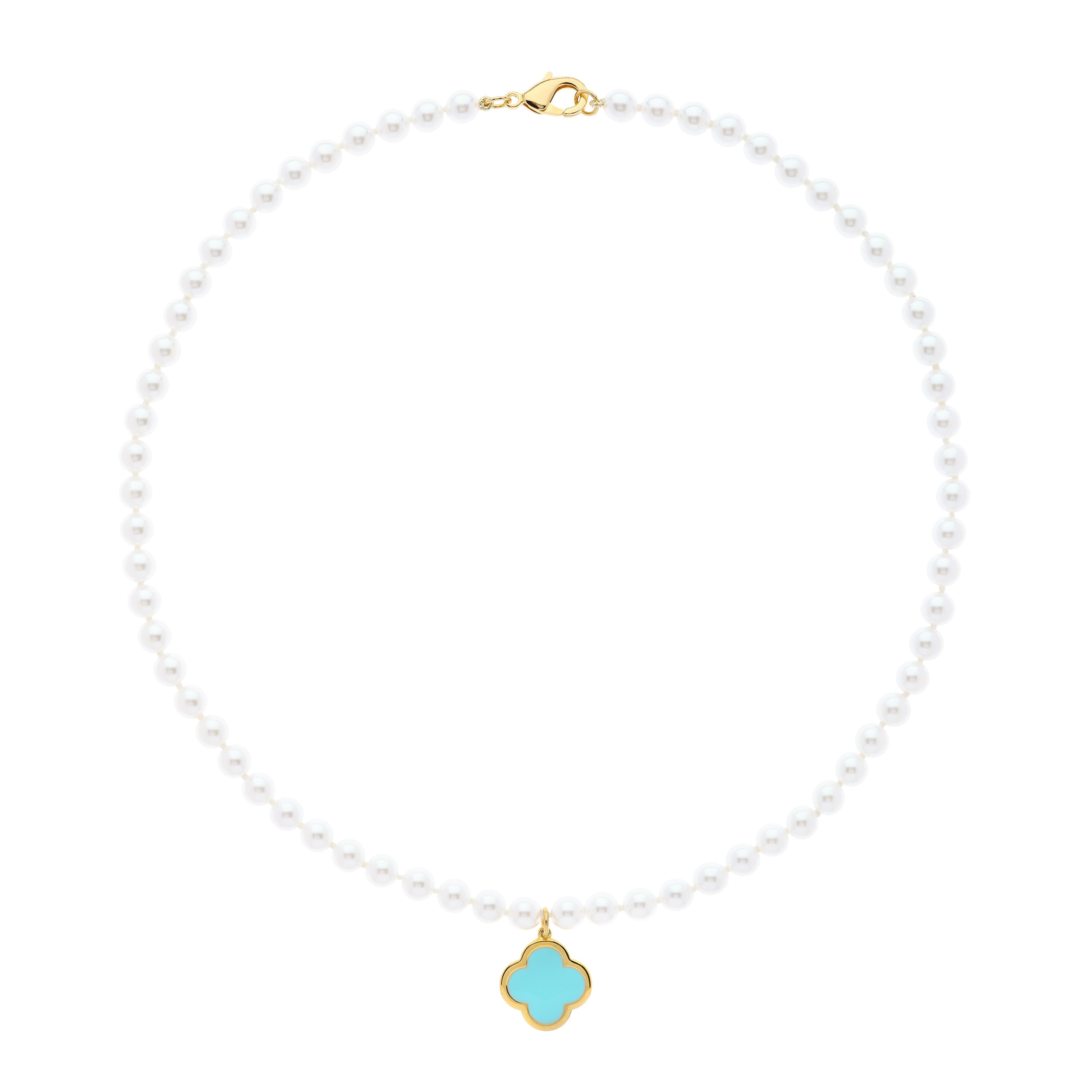 Emma Holland Jewellery Women's Blue / White Pearl & Enamel Flower Pendant