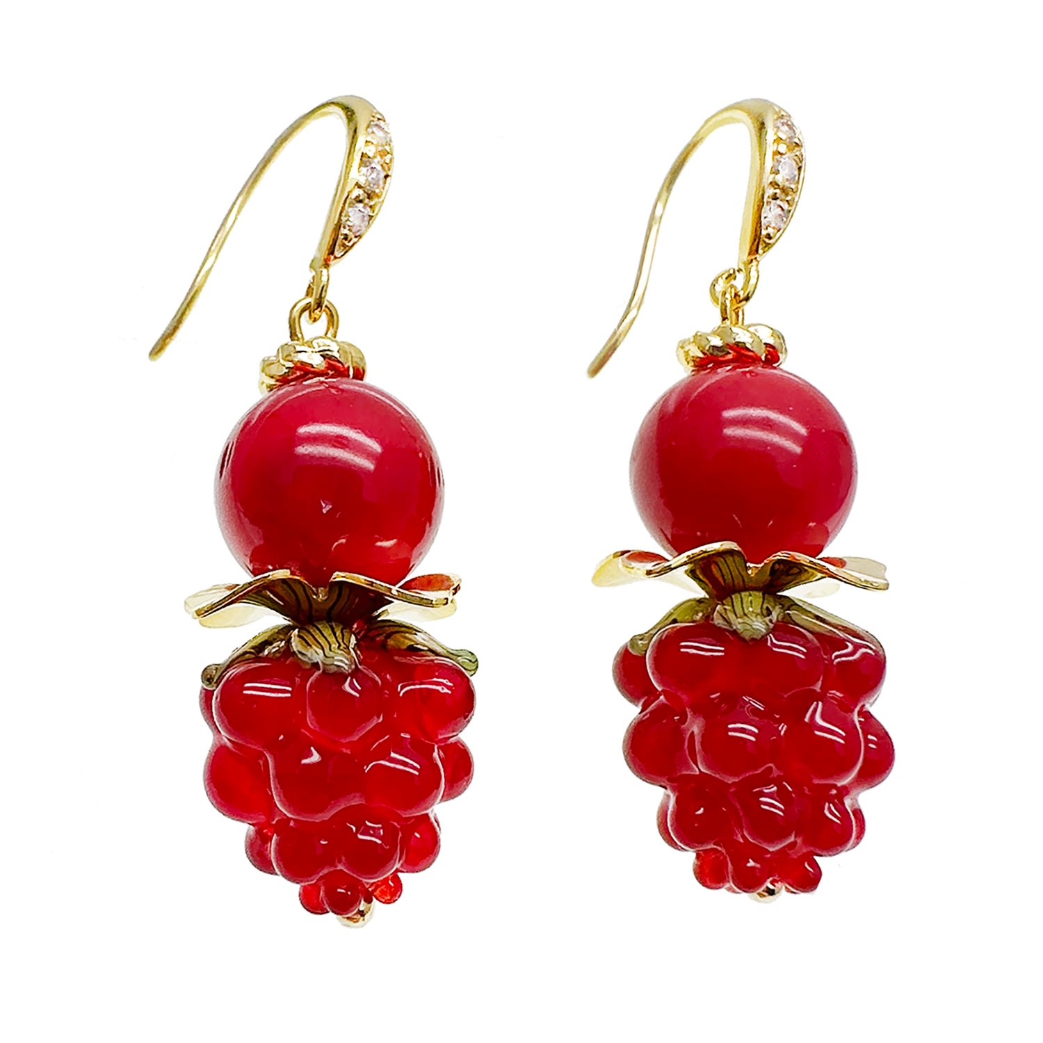 Women’s Red Coral With Rasberry Earrings Farra