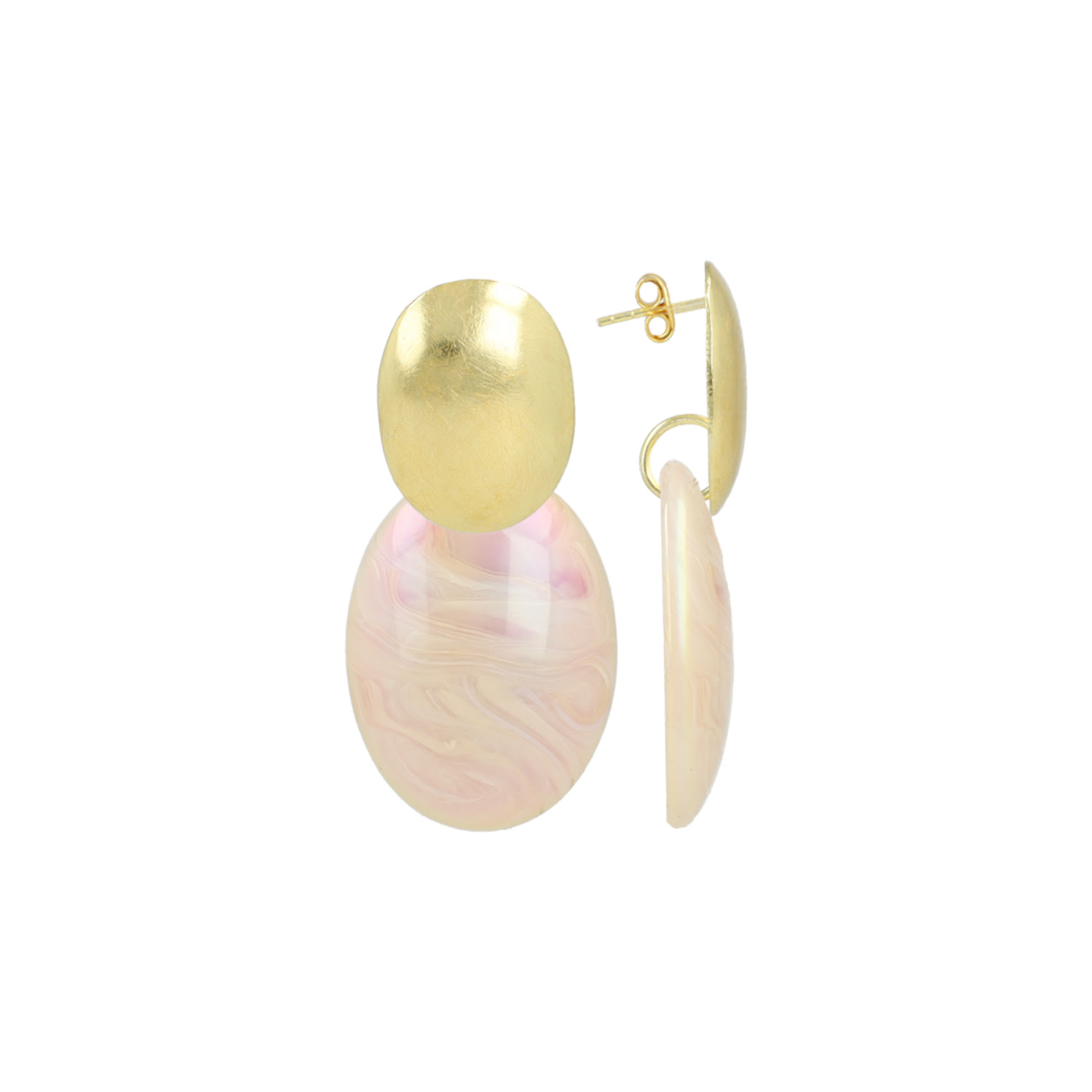 Lott. Gioielli Women's Gold / White Holo Ivory Earrings Sirius Bugle Oval S