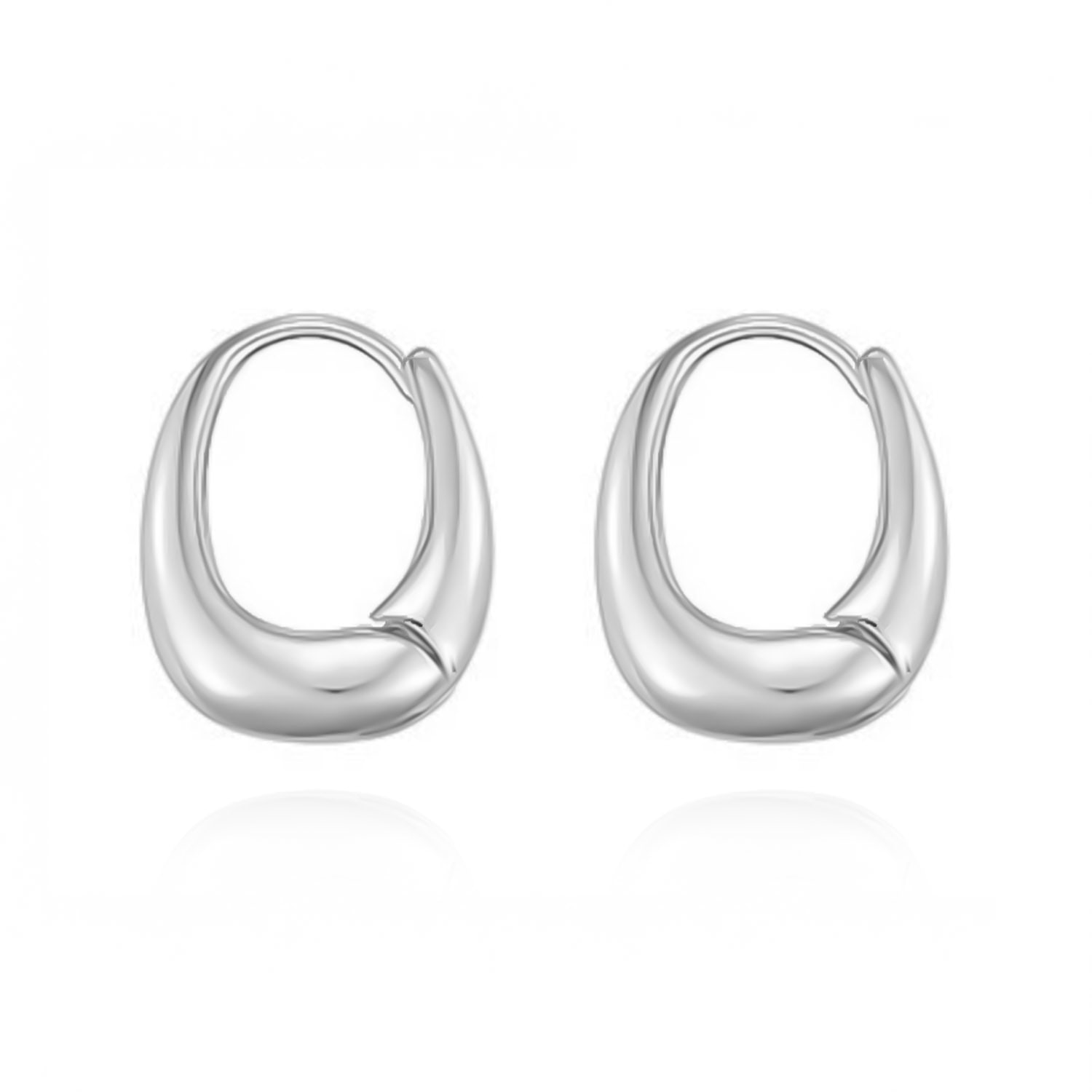 Cote Cache Women's Rounded Square Silver Huggie Hoop Earrings In Silver