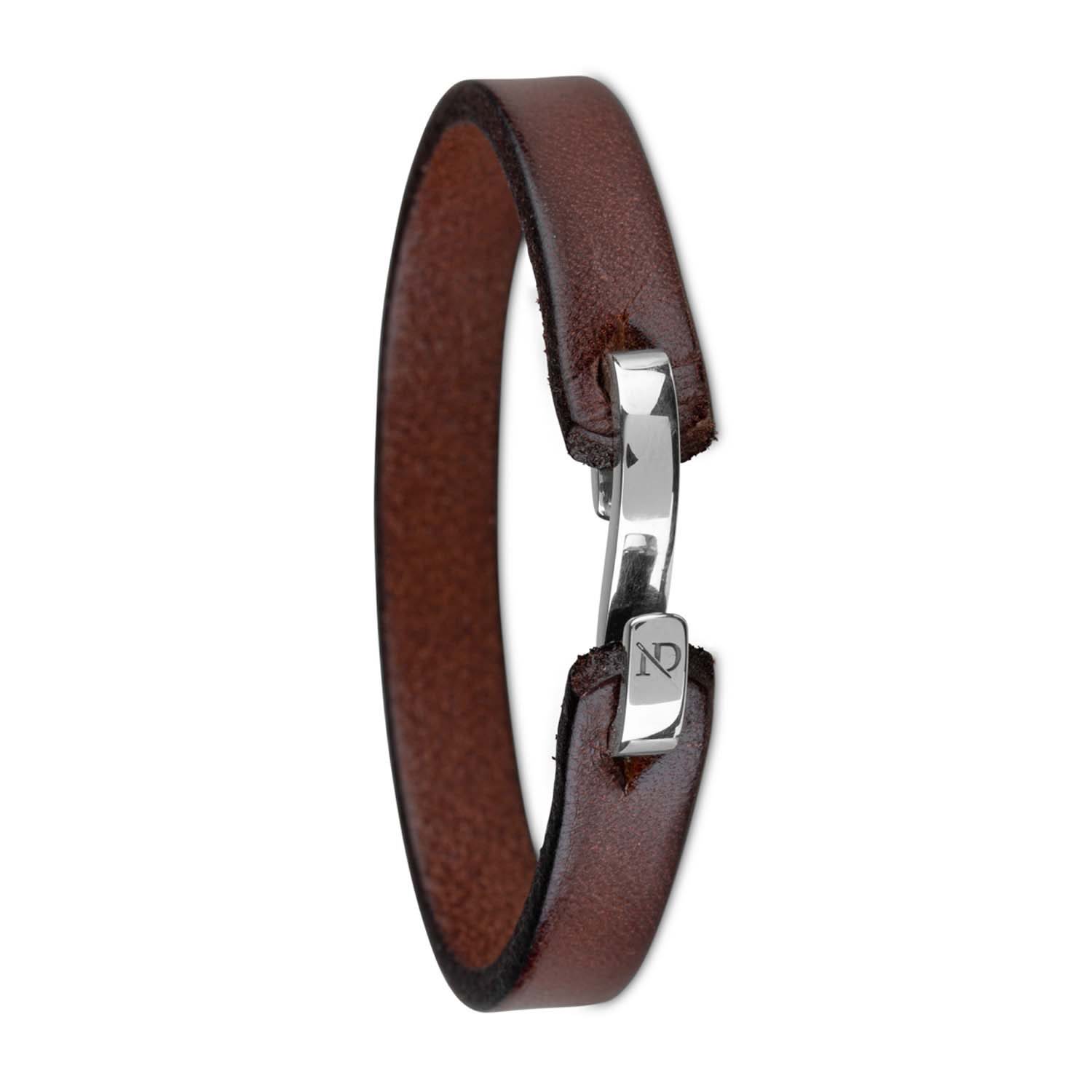 Men’s Brown Chancery Chestnut Leather Bracelet With Sterling Silver S Hook Clasp N’damus London