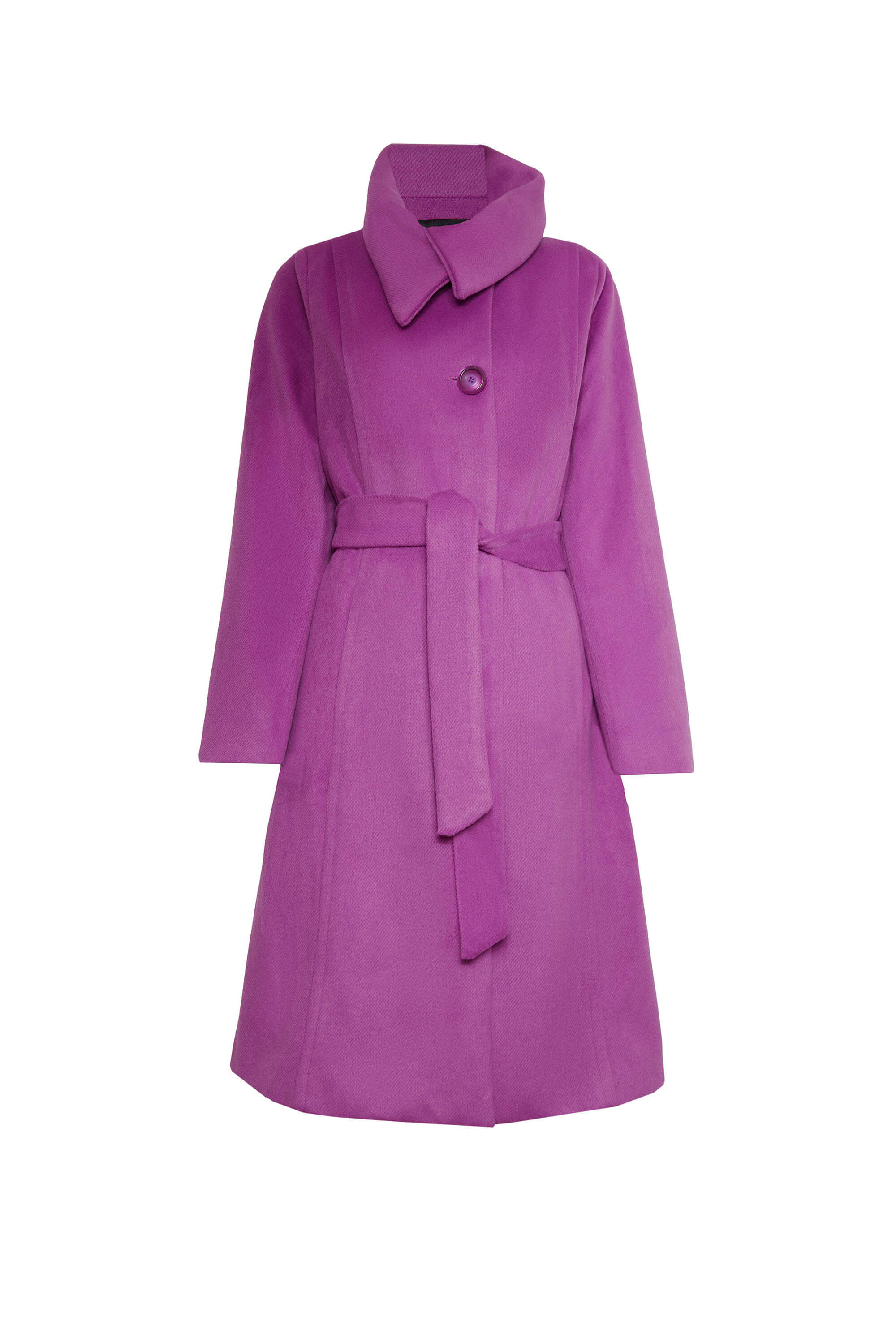 Women’s Pink / Purple Large Collar Belted Coat Purple Large James Lakeland