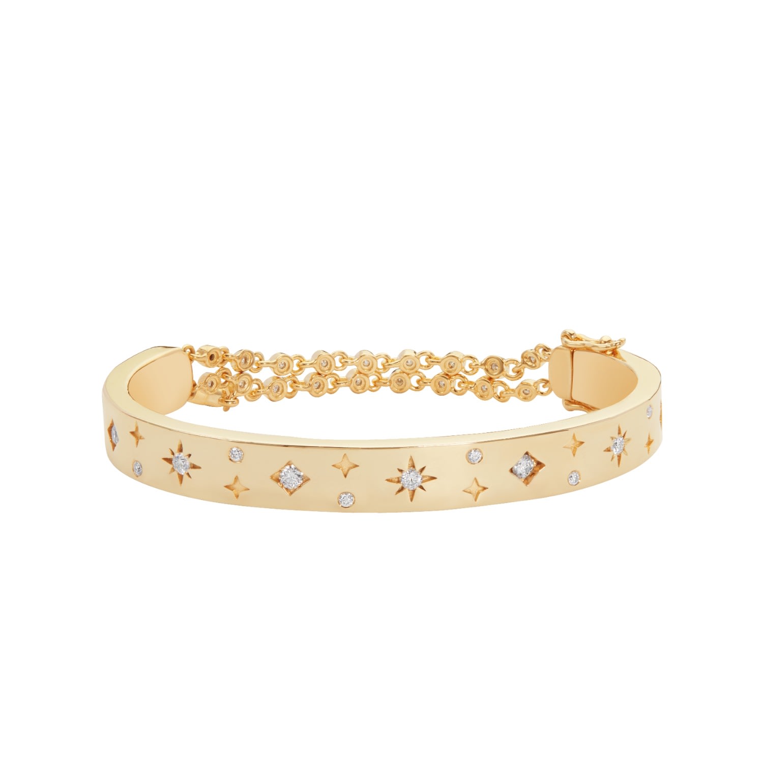 Bloomtine | Earth Angel Hq Women's Illuminess™ Star Starset Bangle In Premium Gold Vermeil & Moissanite In Gold