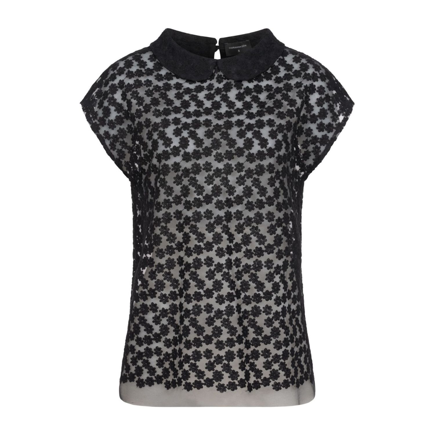 Marianna Déri Women's Black Lace Blouse With Floral Embroidery In Black