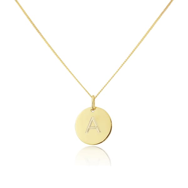 Auree Jewellery Westbourne Yellow Gold Initial Disc Pendant