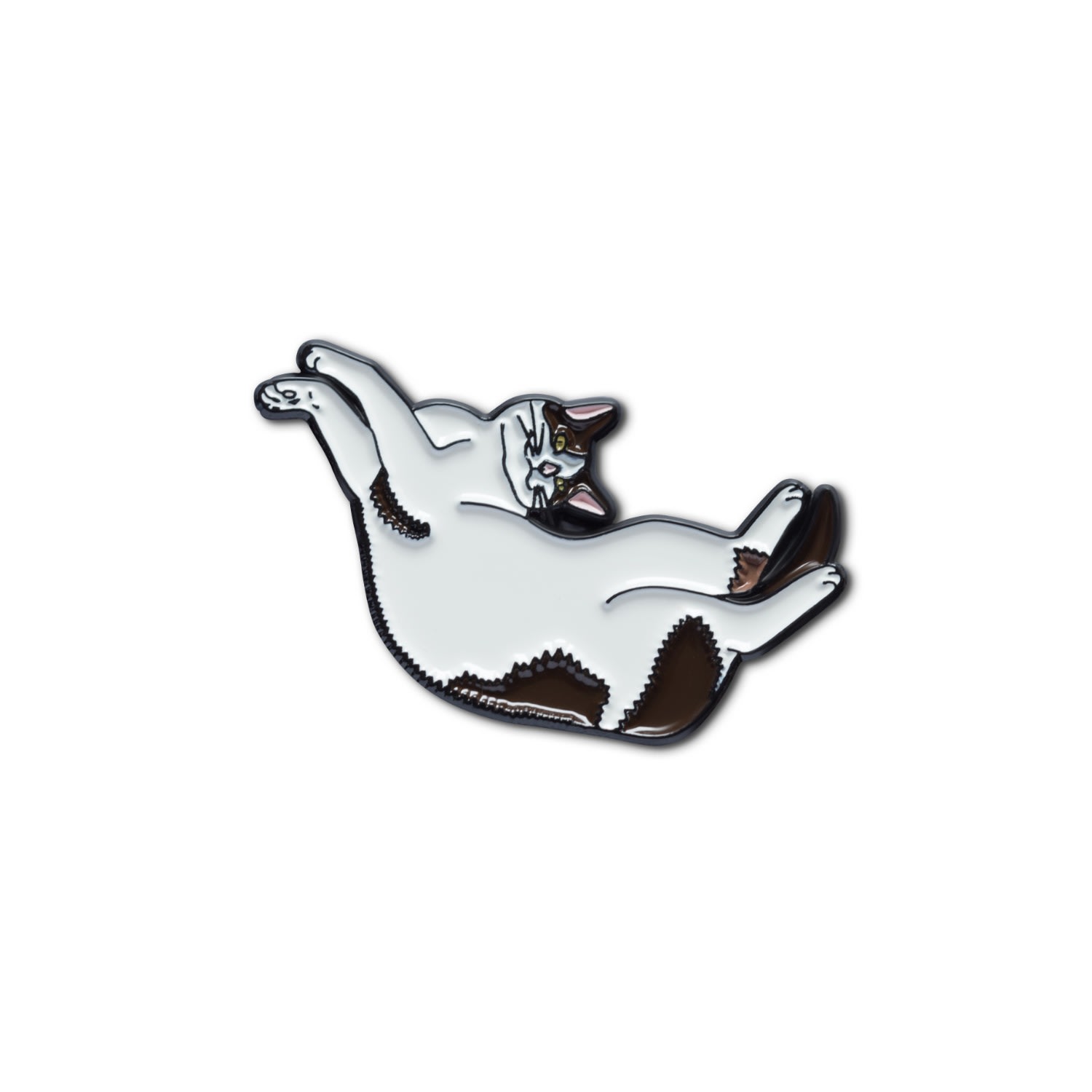 Make Heads Turn Women's White Enamel Pin Look At Me Cat In White