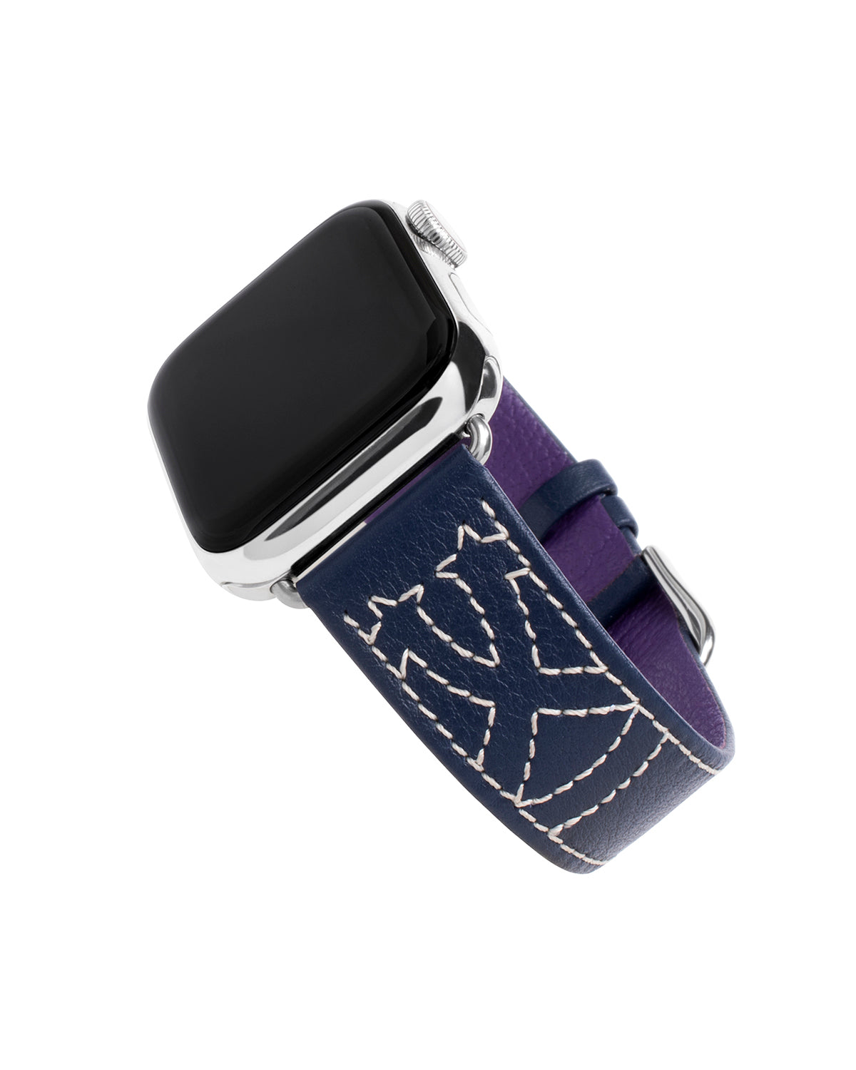 Sedona In Navy - Leather Luxury Apple Watch Band - Space Gray