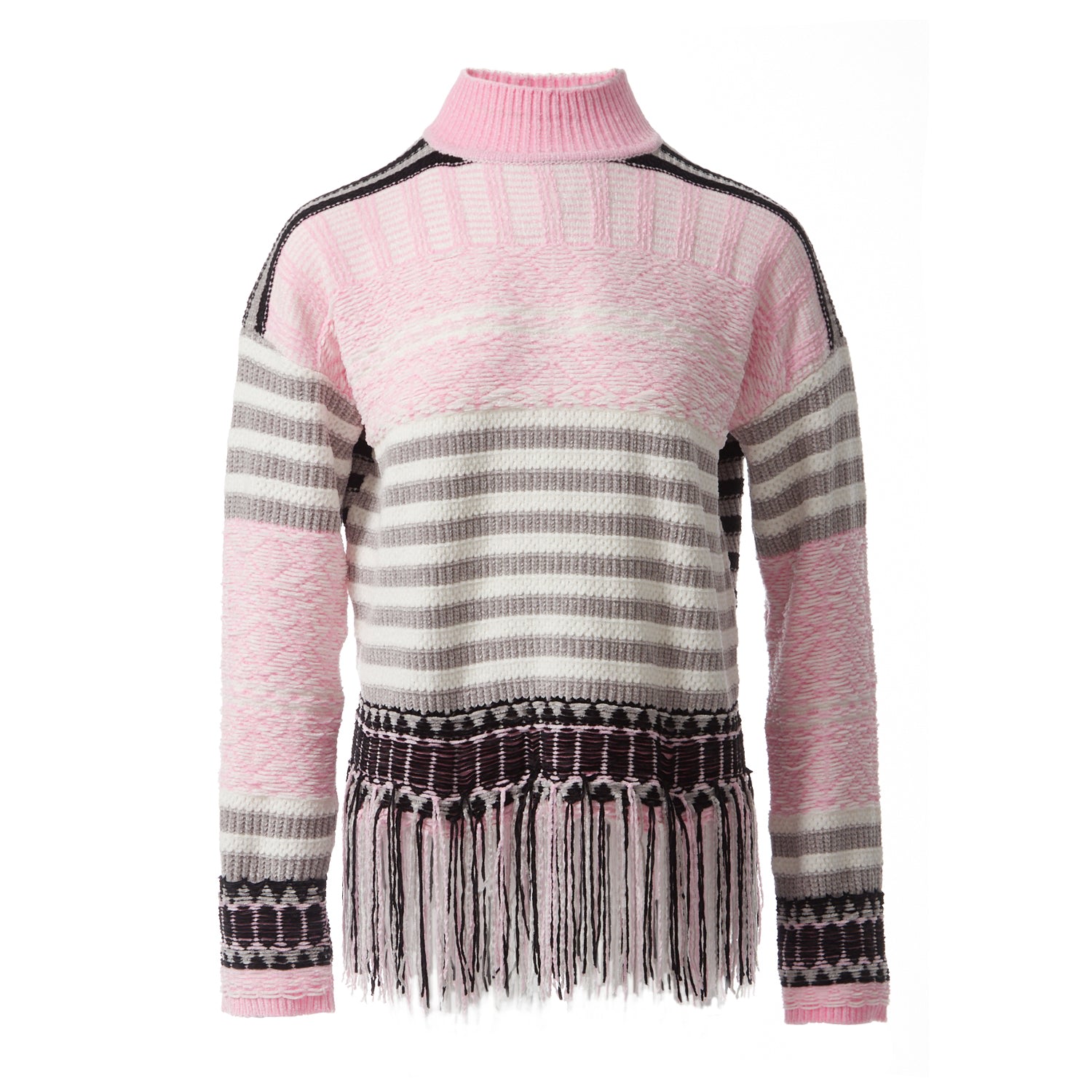 Women’s Black / White / Pink Fully Fashioning Esther Jacquard Knit Sweater Xs