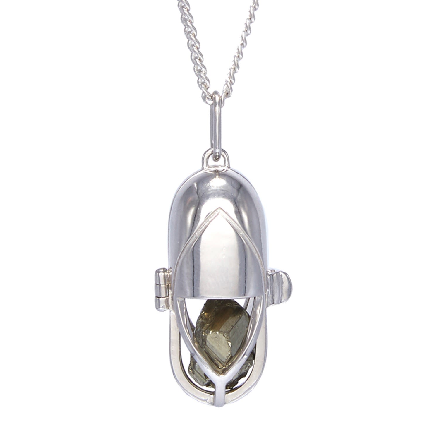 Capsule Eleven Women's Grey Capsule Crystal Pendant - Sterling Silver - Pyrite In Metallic
