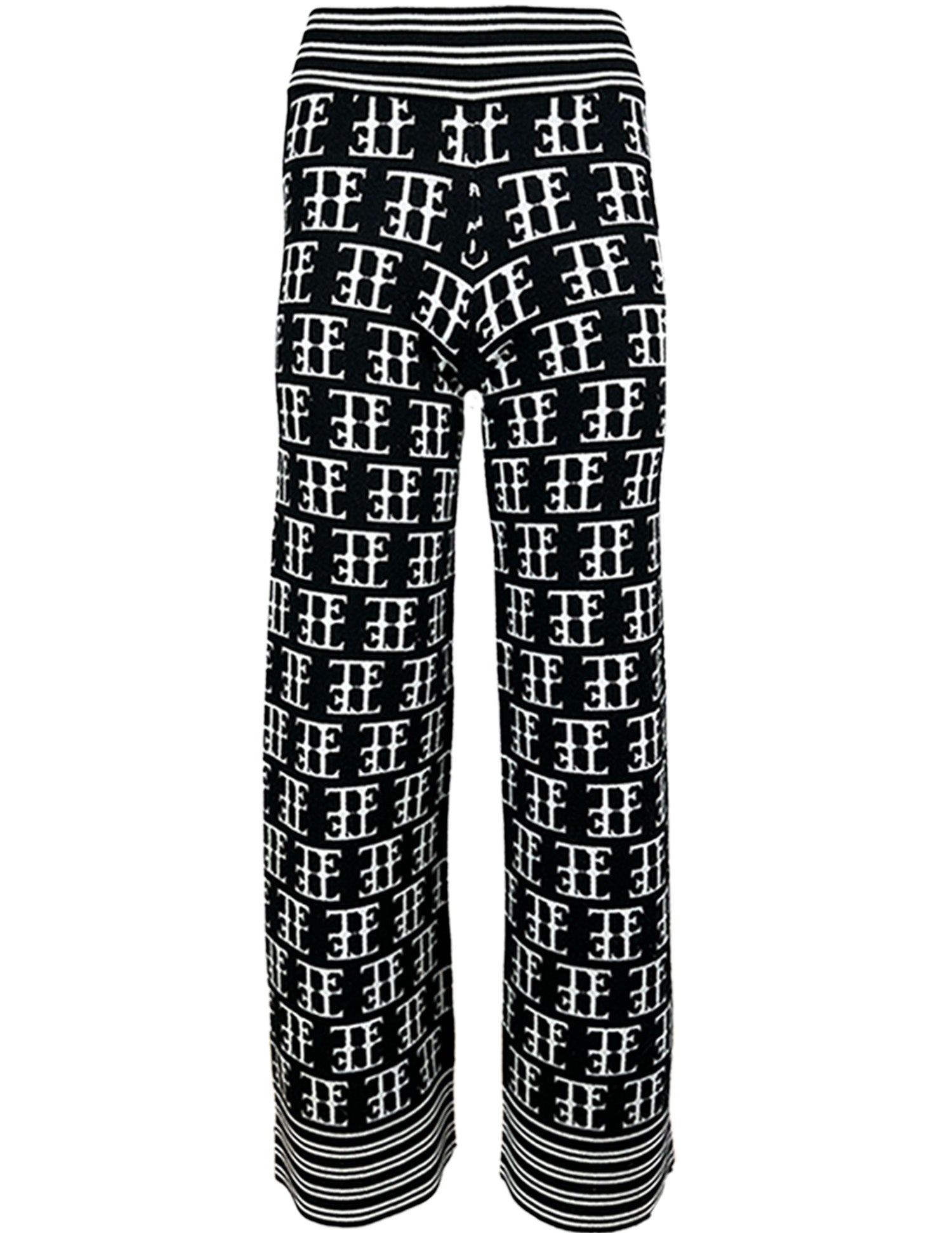 Team Event Women's Black / Blue Te Logo Jacquard Après Ski Knit Pant, Black/snow In Black/blue