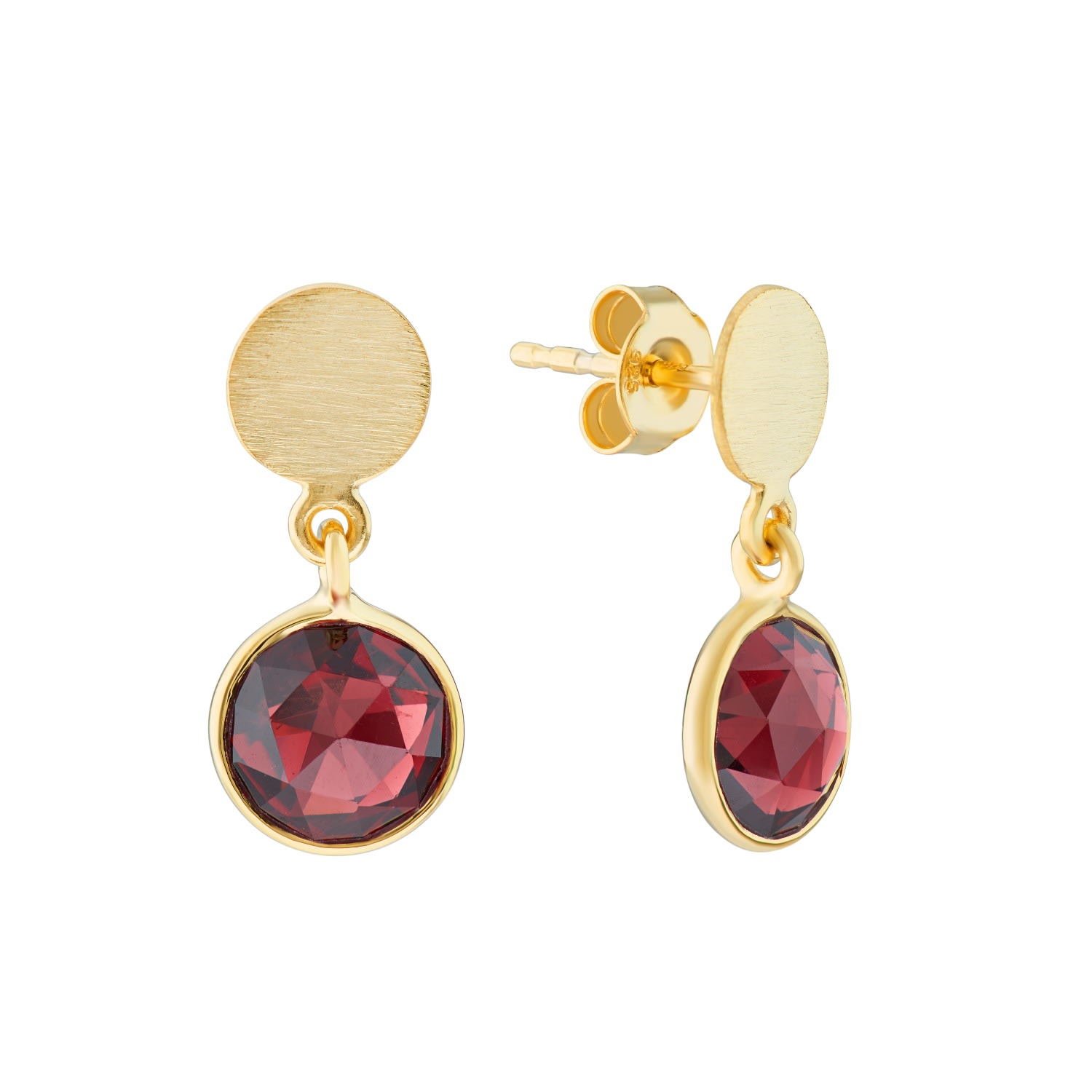 Auree Jewellery Women's Red Salina Gold Vermeil Disc & Garnet Earrings In Red