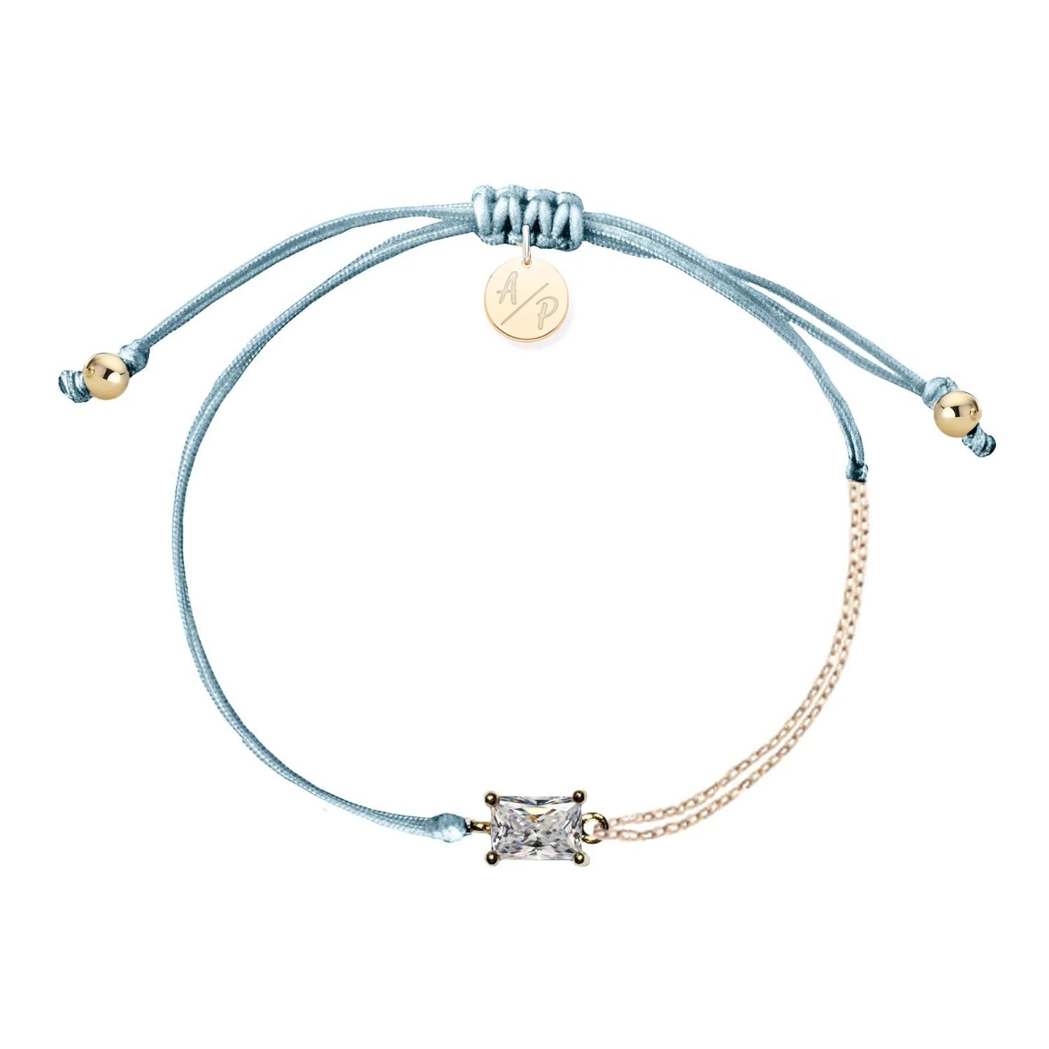 Adriana Pappas Designs Women's Cz Emerald Cut Bracelet On Colored Cord - Bluebell In Blue